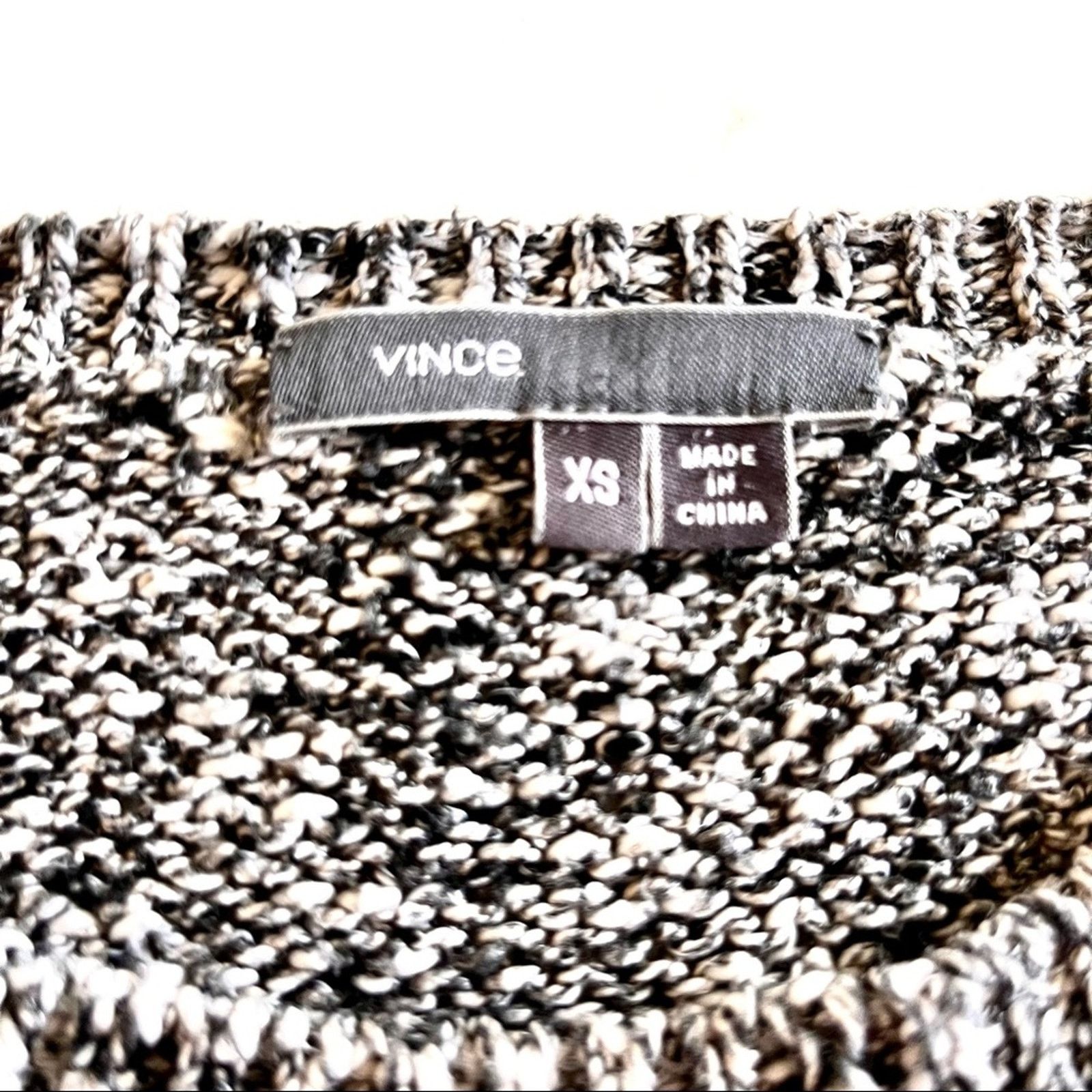 Vince Vince Gray Black Speckled Linen Cotton Pullover Sweater Size XS / US 0-2 / IT 36-38 - 4 Thumbnail