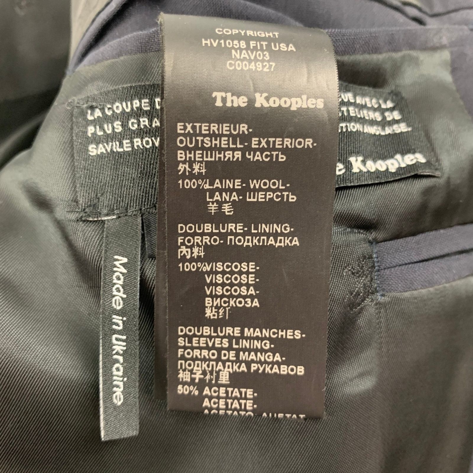 The Kooples THE KOOPLES Size 44 Navy Wool Notch Lapel Sport Coat Size 44R - 5 Thumbnail