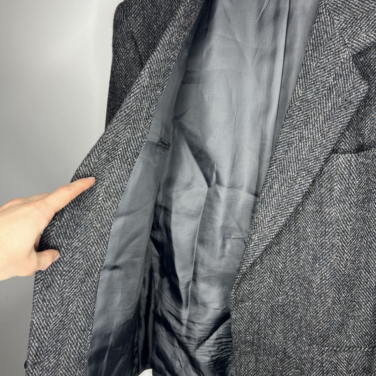 Harris Tweed Vtg Harris Tweed Grey Coat WOOL Jacket Blazer 42 R Size 42R - 6 Thumbnail
