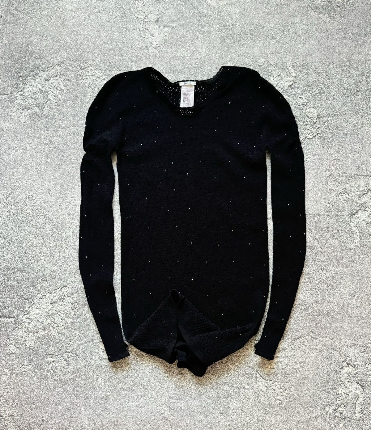 Designer × Wolford Wolford L mini mesh dress black long sleeve rhinestones Size L / US 10 / IT 46 - 1 Thumbnail