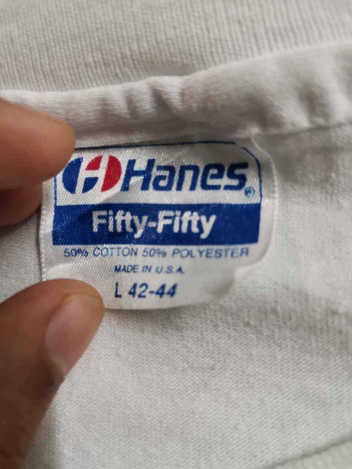 Hanes VINTAGE 80S WHITE PLAIN HANES TAG Size US L / EU 52-54 / 3 - 3 Thumbnail