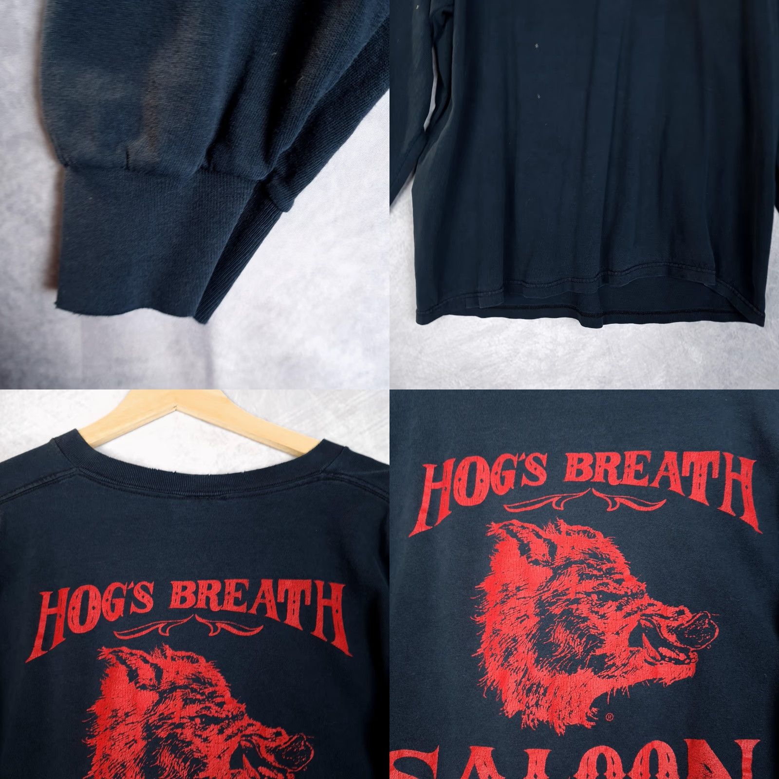 Vintage VINTAGE Hog's Breath Saloon Shirt Mens L Black Flames Long Sleeve Graphic Print Crew Neck T-Shirt Size US L / EU 52-54 / 3 - 9 Thumbnail