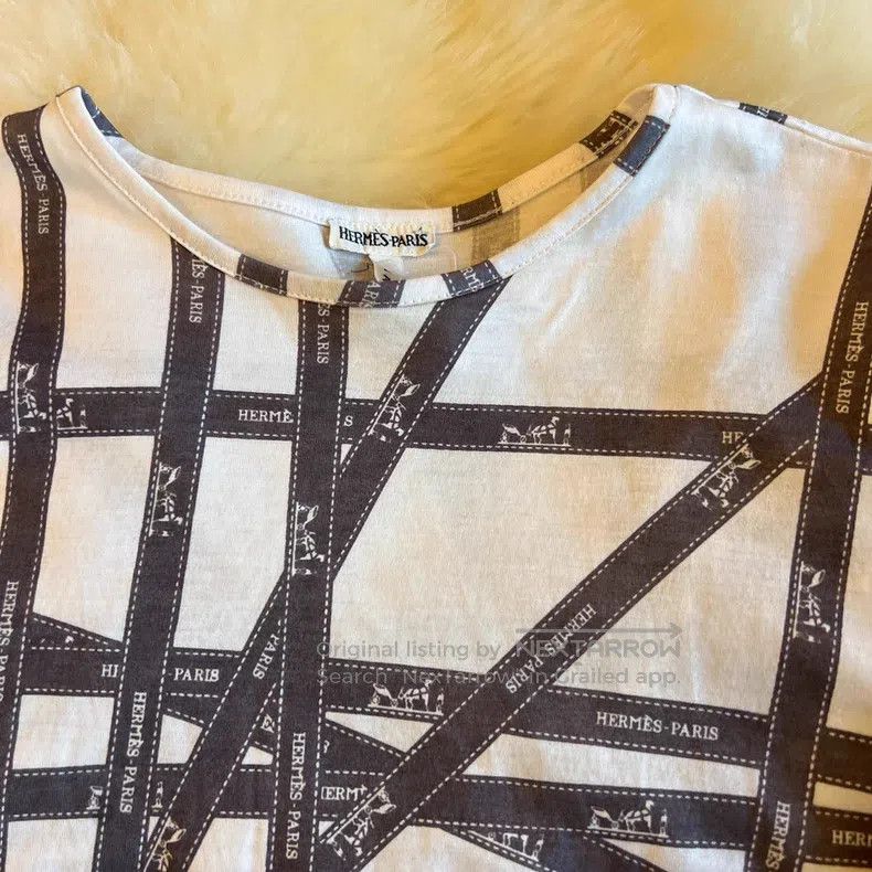 Hermes Hermes Vintage ribbon print long-sleeved T-shirt, 100% pur Size XS / US 0-2 / IT 36-38 - 8 Thumbnail