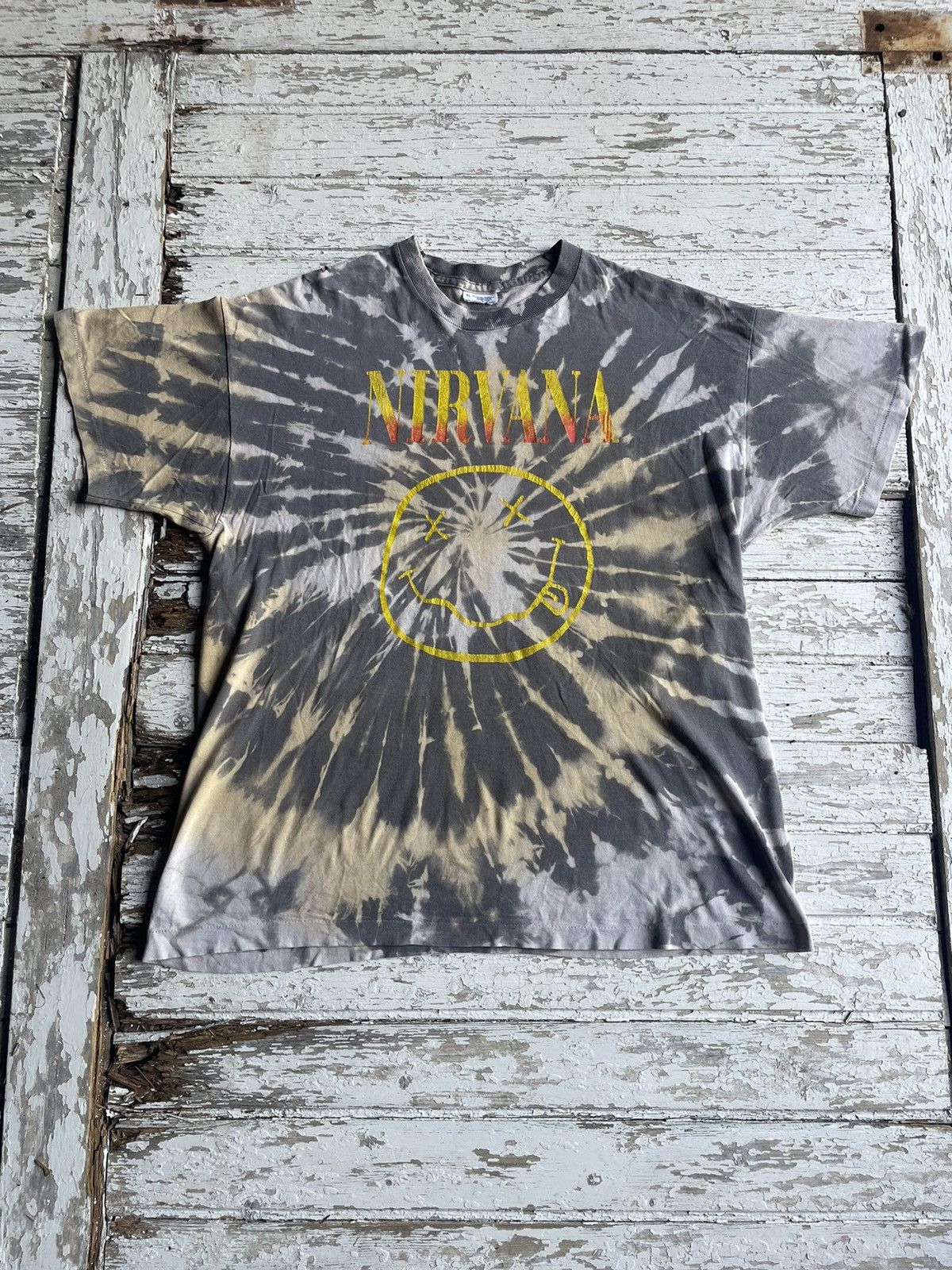 Vintage 1991 Nirvana Nevermind Screen Stars Tie Dye Smiley Classic ...