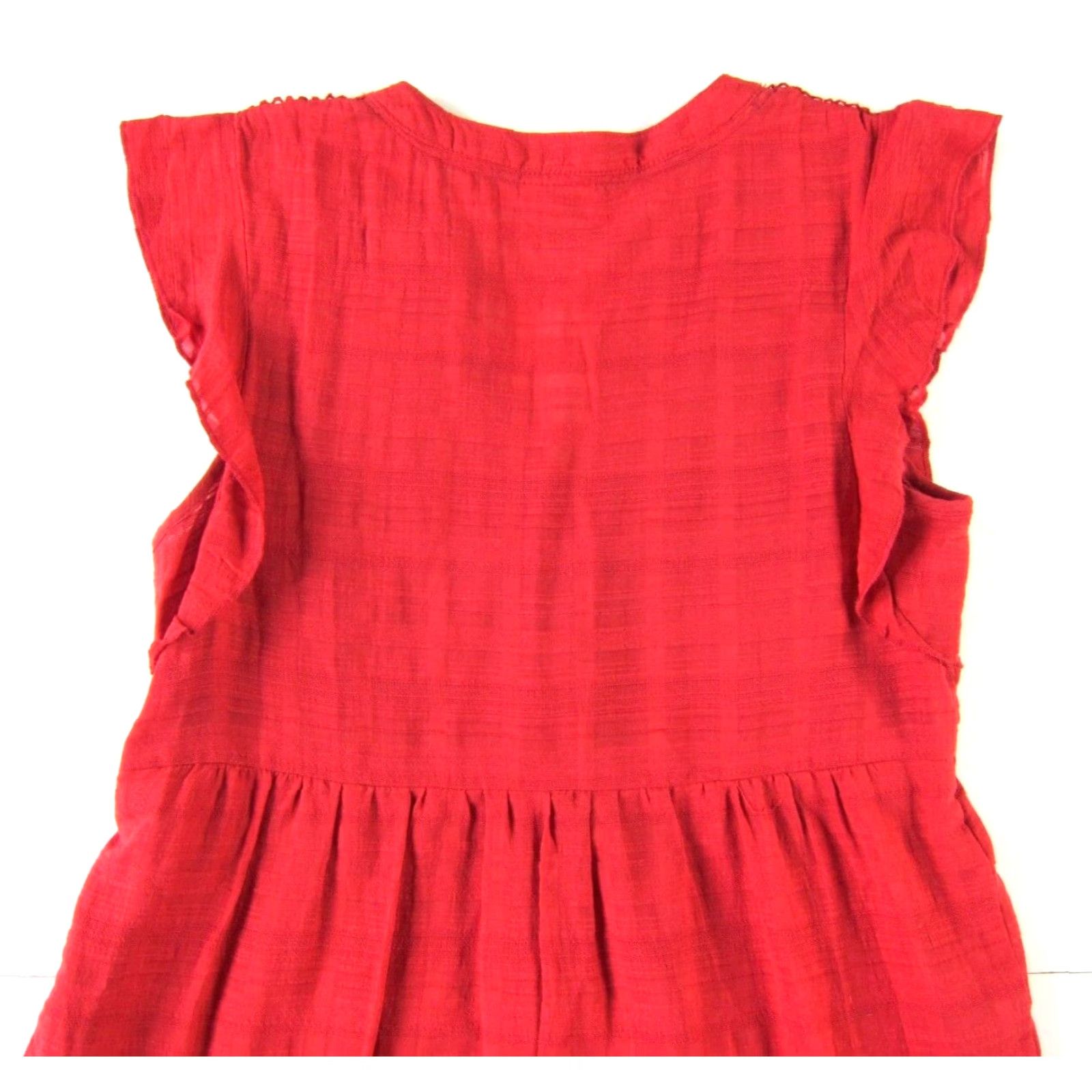 Vintage Knox Rose Cap Sleeve V-Neck Embroidered Cotton Smock Dress Small Red Size S / US 4 / IT 40 - 5 Thumbnail