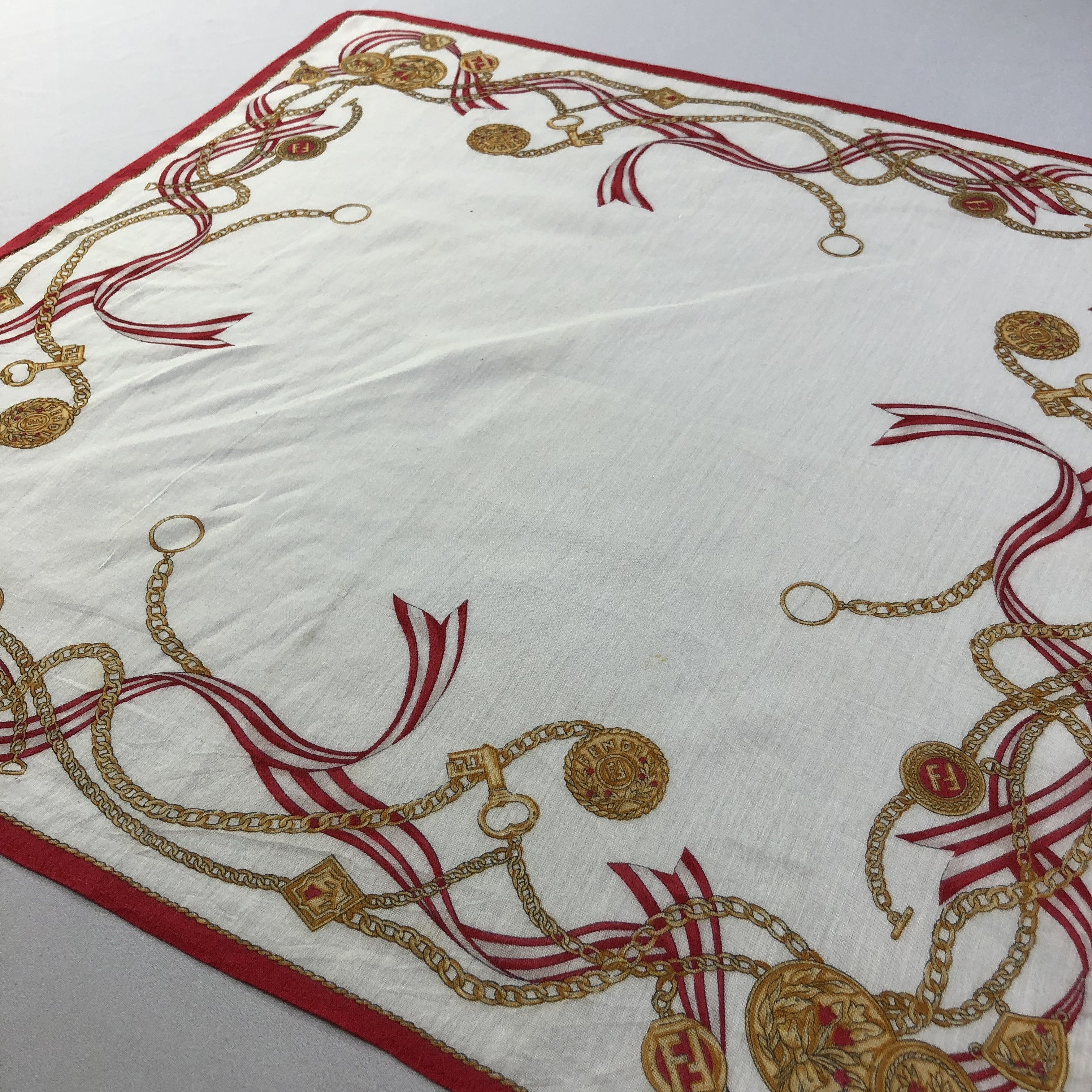 Japanese Brand Fendi Gold Chains Handkerchief Neckerchief Bandana H1883 Size ONE SIZE - 3 Thumbnail