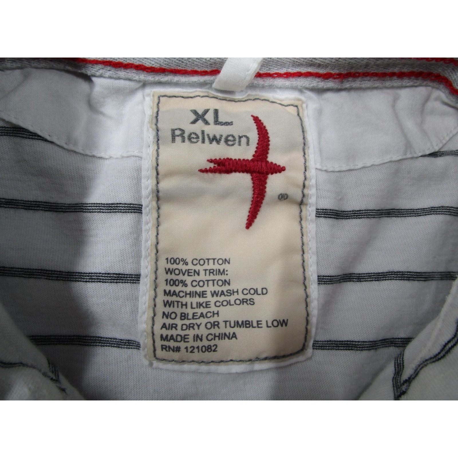 Relwen Relwen Polo Shirt Mens XL White Navy Stripe 100% Cotton Jersey Casual Pocket Size US XL / EU 56 / 4 - 3 Thumbnail