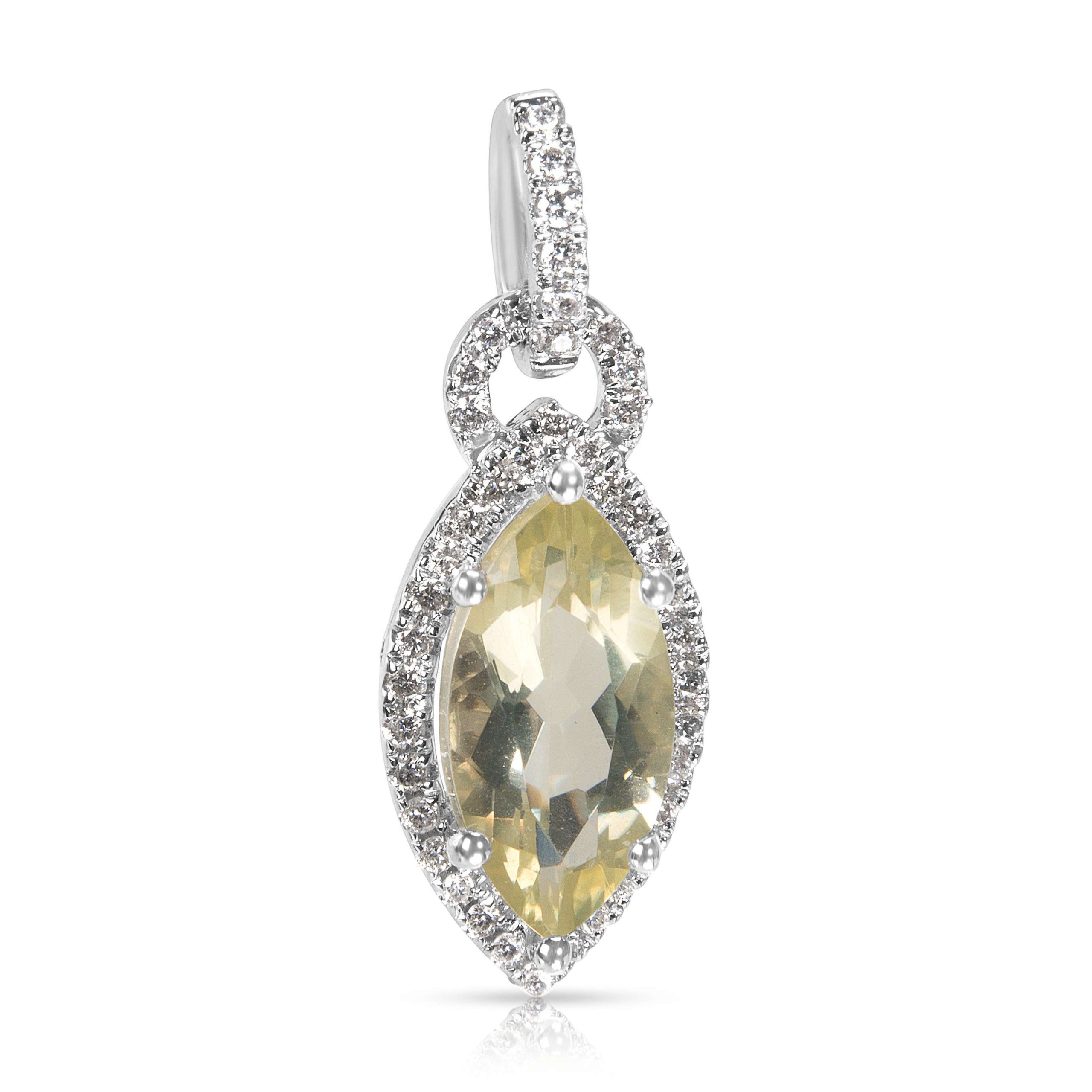 image of Tiffany Co Amethyst & Diamond Marquise Pendant In 14K White Gold (0.20 Ctw), Women's