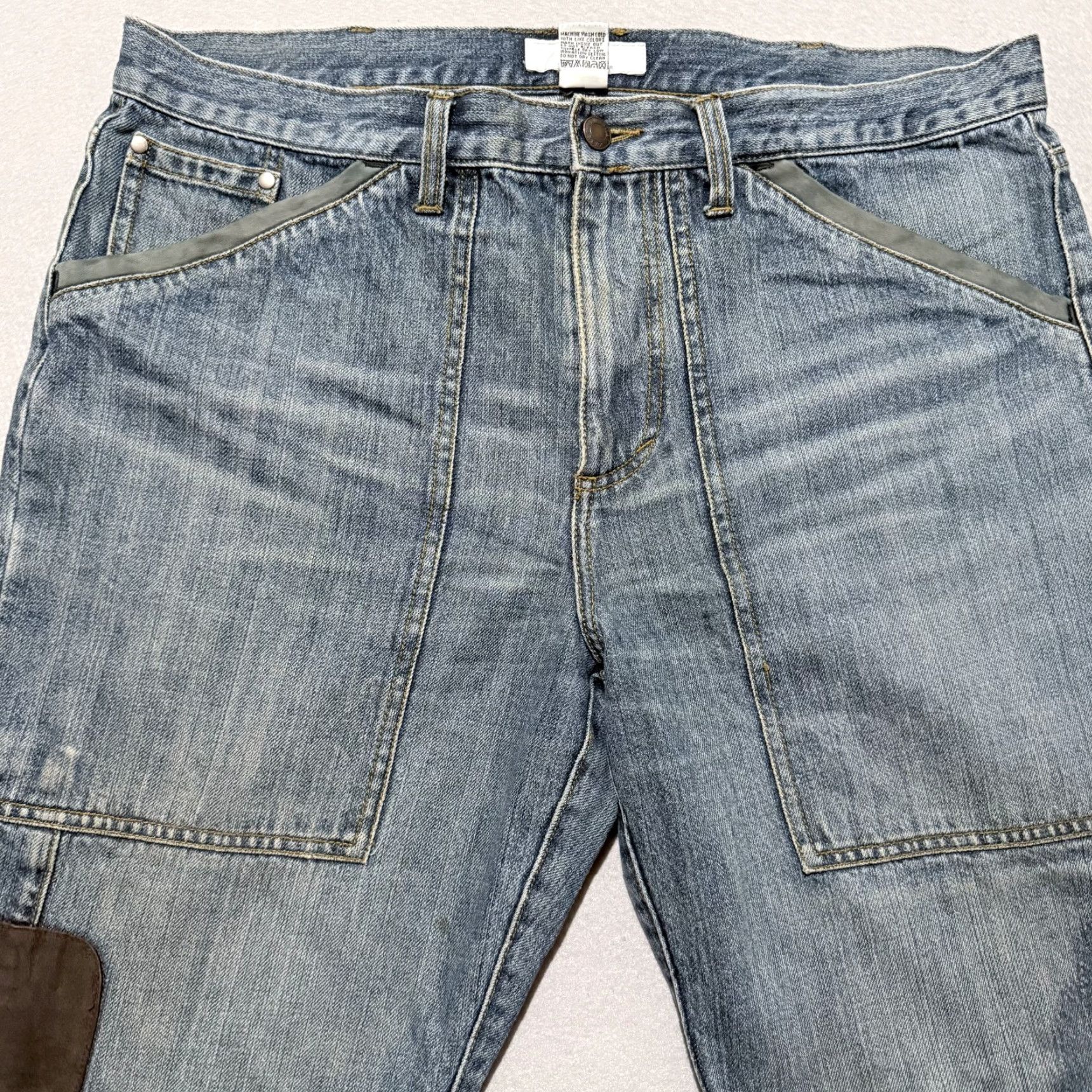 Armani Exchange Armani Exchange Jeans Men's Blue Patchwork Carpenter Pockets Zip Fly - 36 Size US 36 / EU 52 - 3 Thumbnail