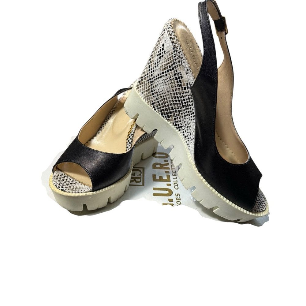 Other GUERO Black Snake Print Wedge Shoes Size 38 Size US 8 / IT 38 - 8 Thumbnail