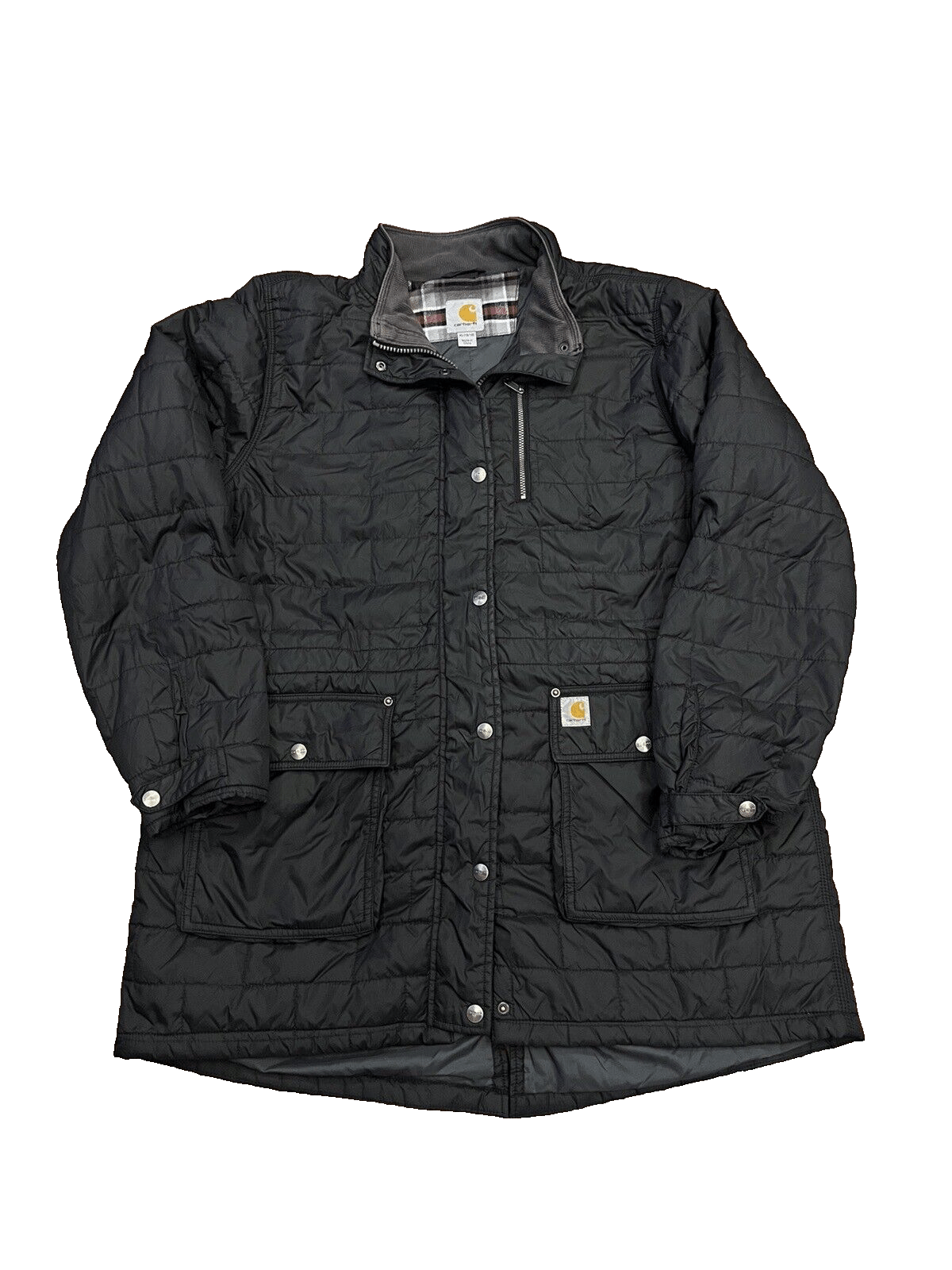 image of Carhartt Size XL Puffer Flannel Lined Coat Black Jacket 16/18, Men's