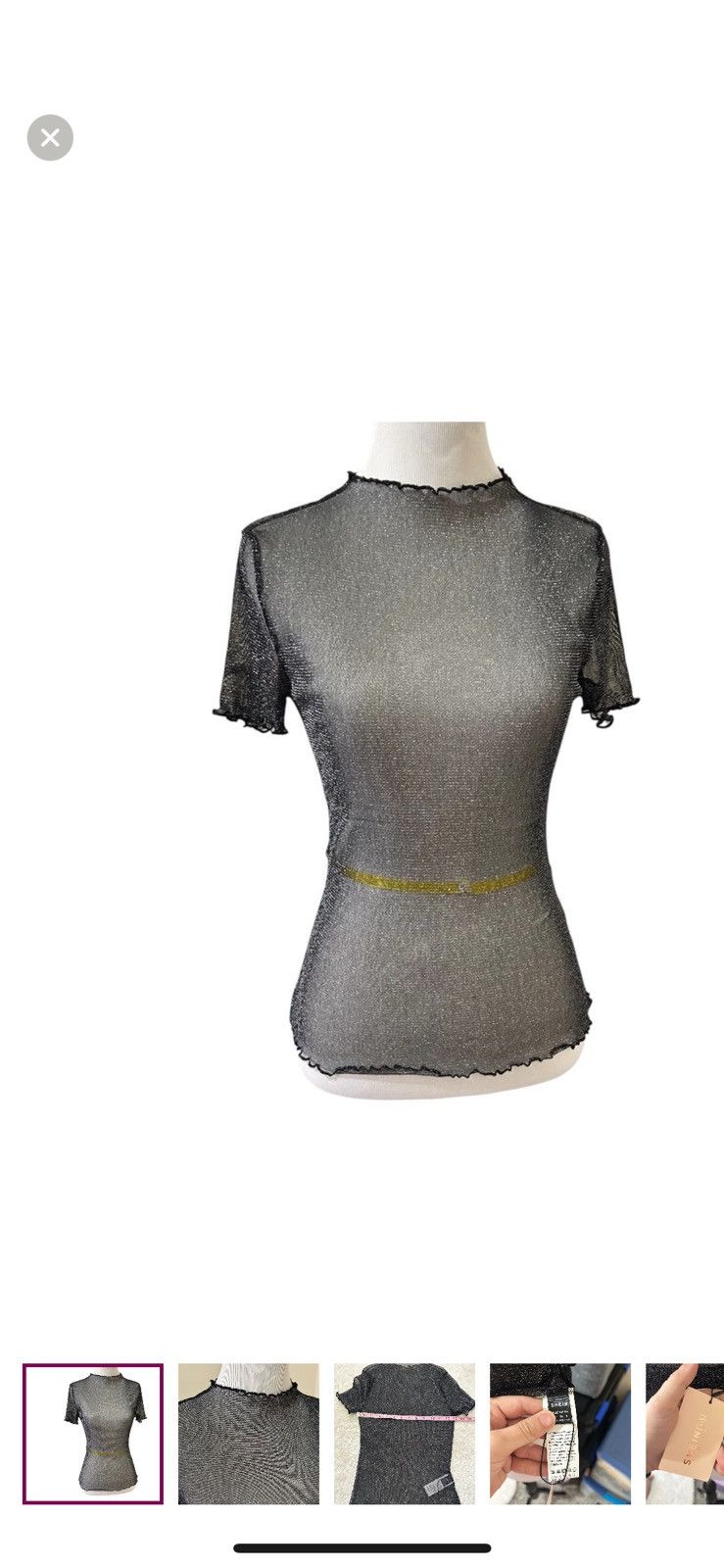 Shein Shein bae medium glitter mesh sheer lettuce trim top Size M / US 6-8 / IT 42-44 - 1 Thumbnail