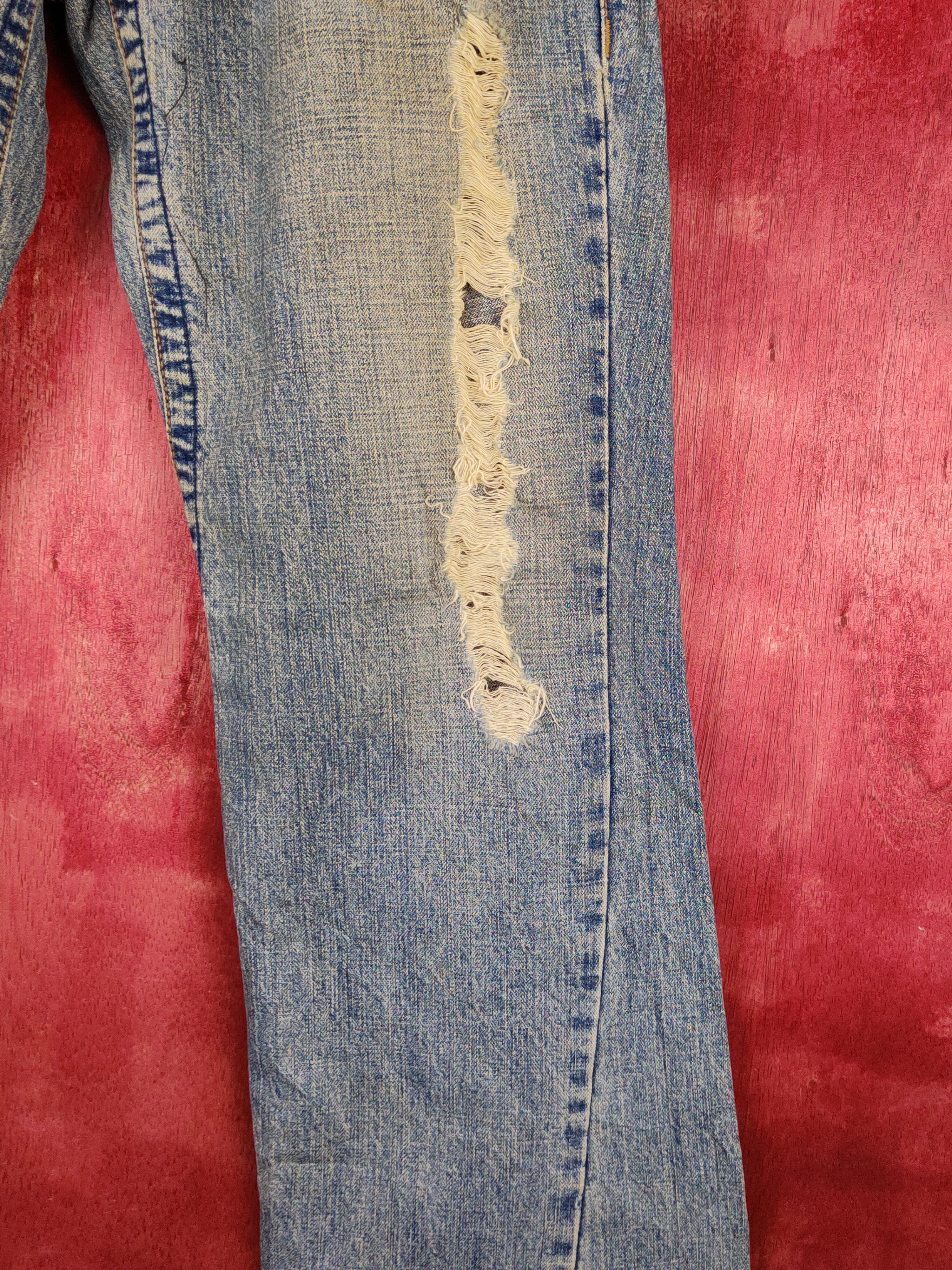 Japanese Brand Peace on Mars Faded bootcut Distressed ripped Denim #S1525 Size 30" / US 8 / IT 44 - 6 Thumbnail