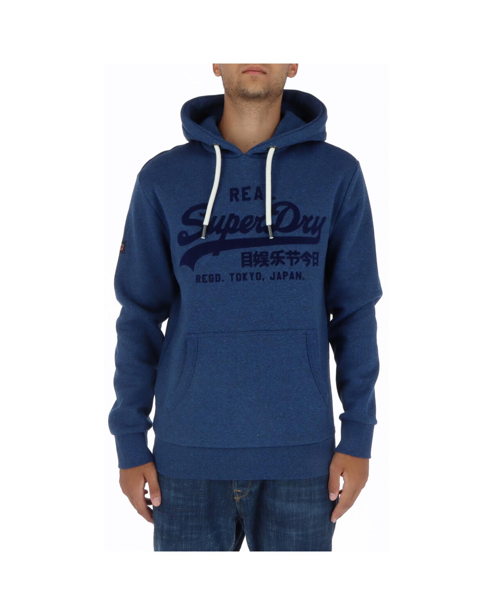 image of Superdry Print Hooded Sweatshirt in Blue, Men's (Size Small)