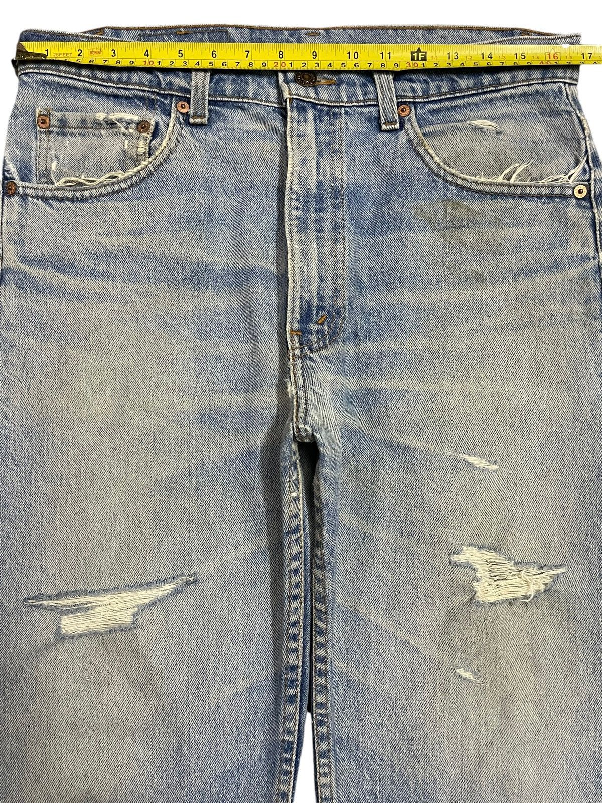 Levi's Vintage 80s Levis 505 Blue Faded Wash Distressed Baggy Jeans Size US 33 - 12 Thumbnail