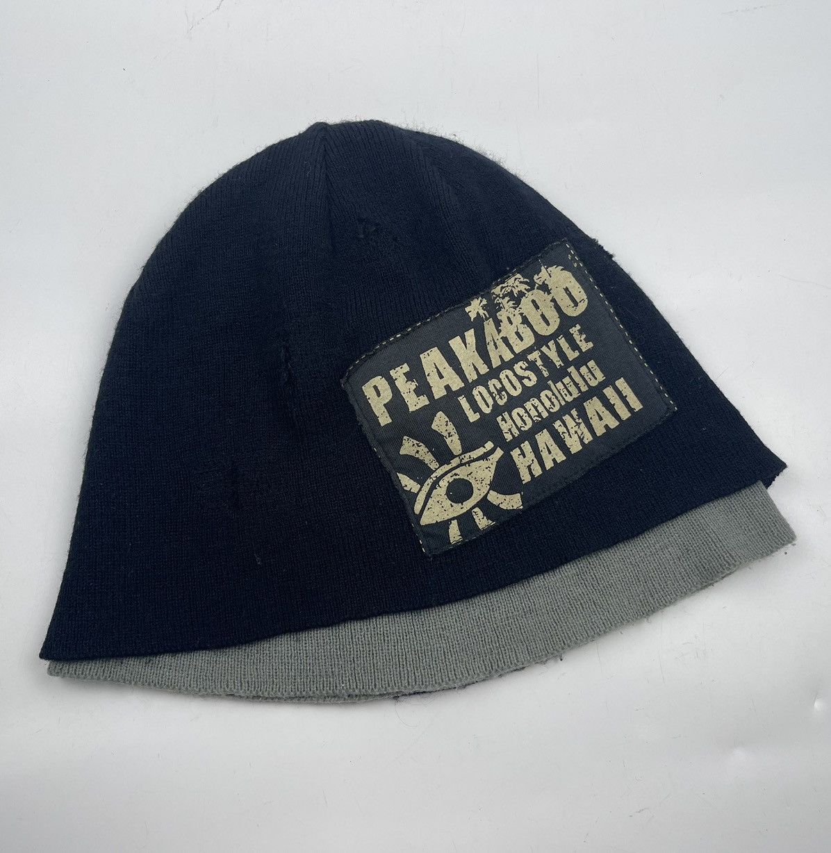 Japanese Brand distressed peakaboo single eye beanie hat Size ONE SIZE - 2 Thumbnail
