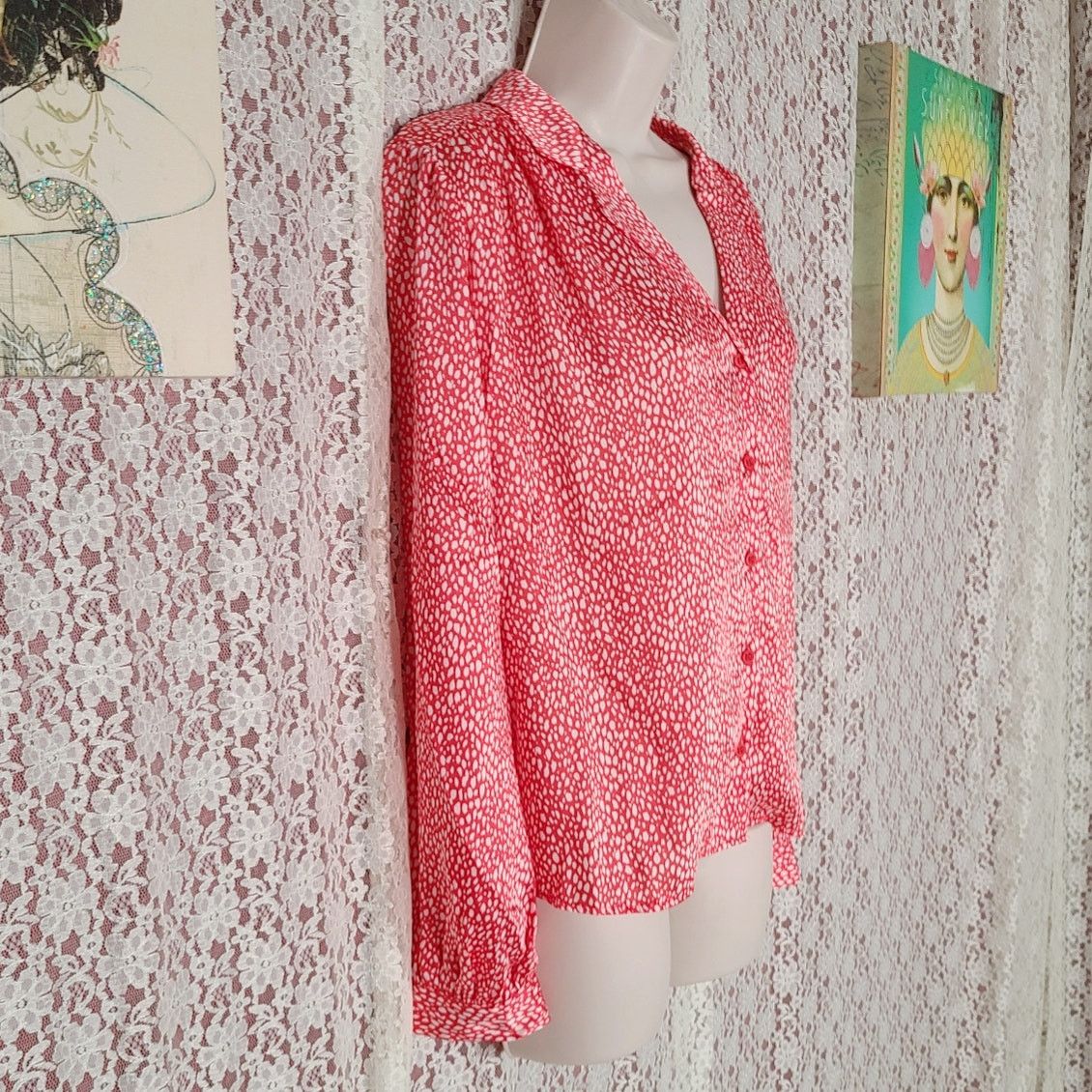 Topshop Topshop red white oversized button down shirt size 10 medium Size L / US 10 / IT 46 - 2 Thumbnail