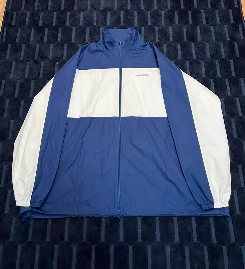 Balenciaga Balenciaga Blue White Windbreaker Jacket Coat - dmc Size US XL / EU 56 / 4 - 1 Thumbnail