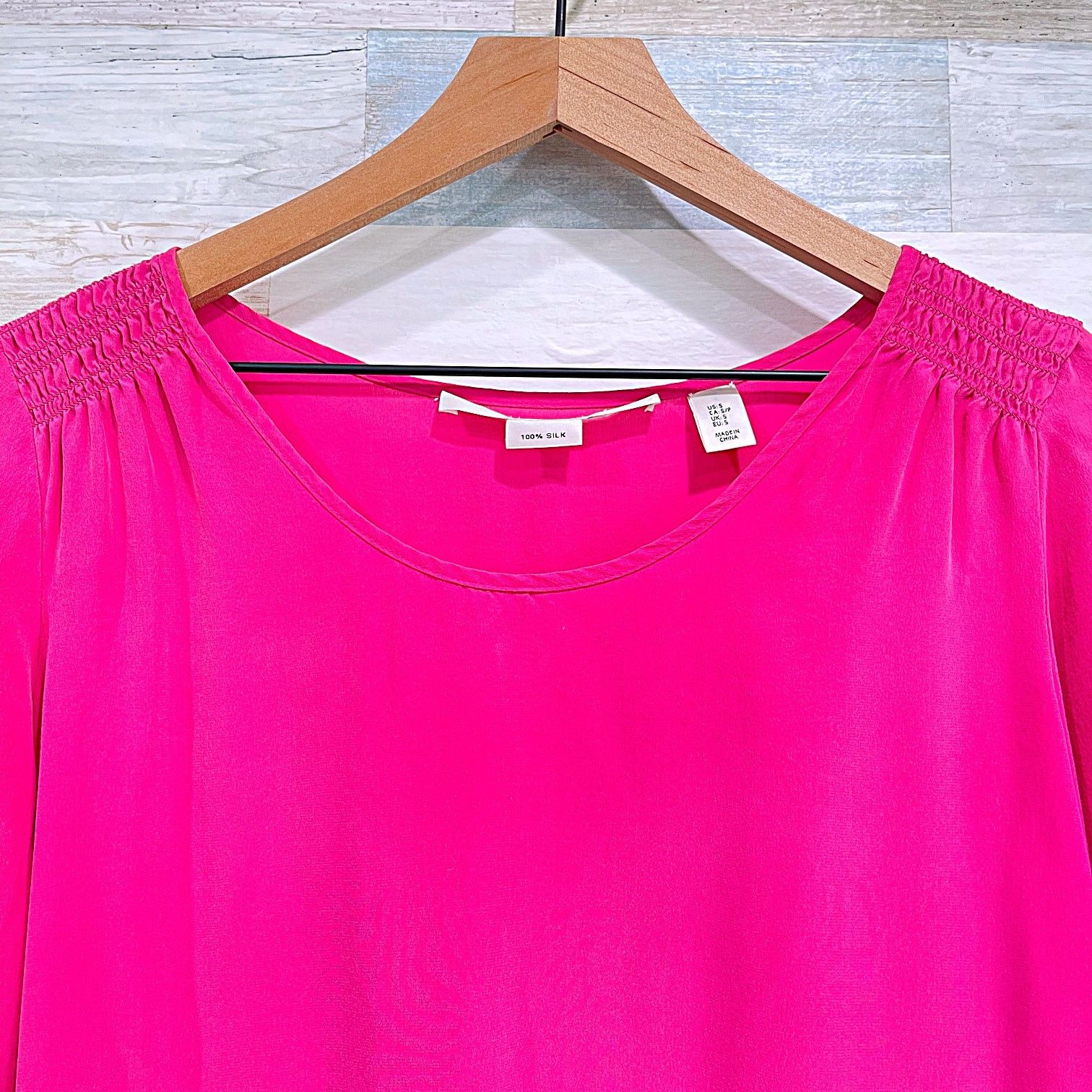 Other Max Studio 100% Silk Smock Shoulder Blouse Pink 3/4 Sleeve S Size S / US 4 / IT 40 - 2 Thumbnail