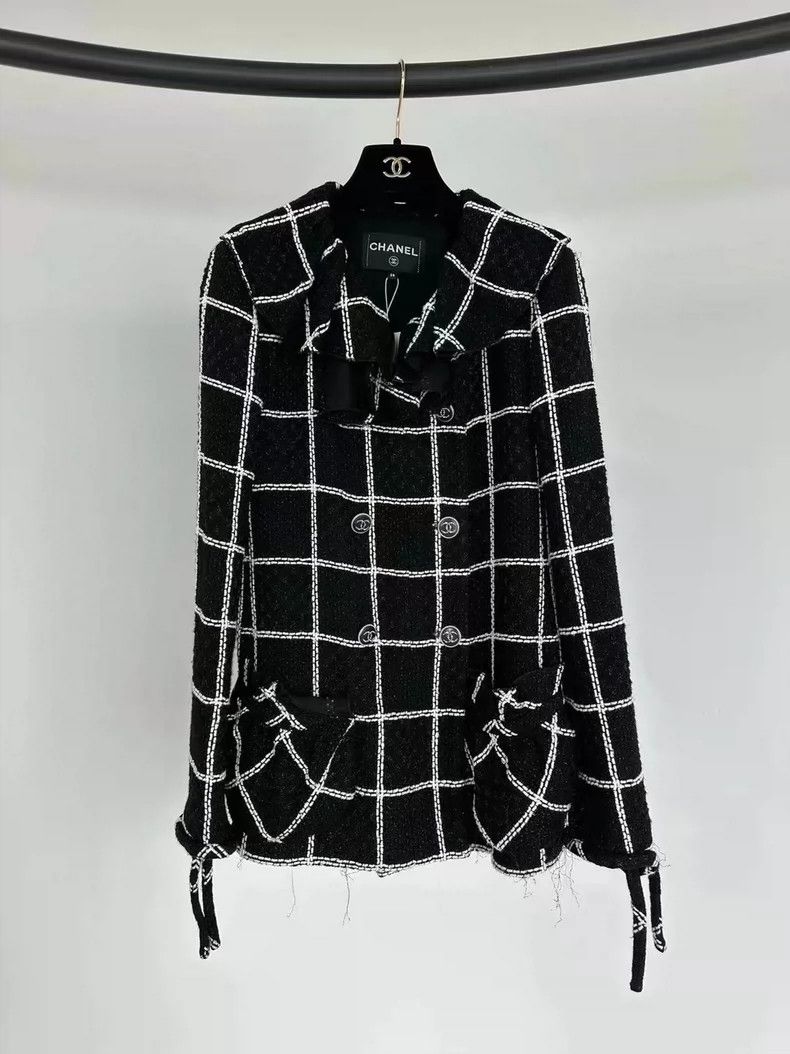 Chanel Chanel Roof series black and white plaid lotus leaf collar Size XS / US 0-2 / IT 36-38 - 1 Thumbnail