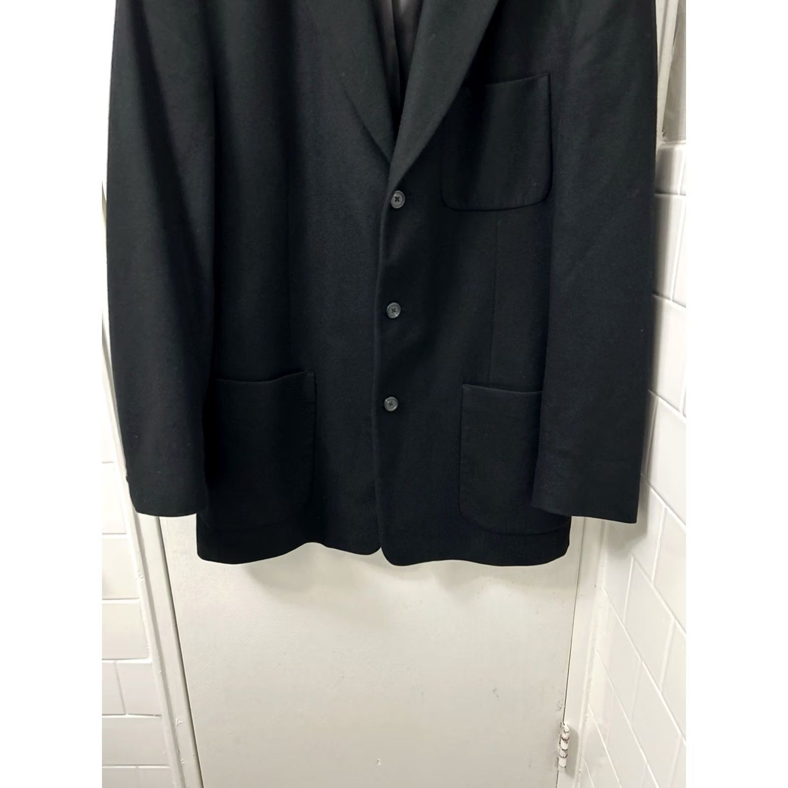 J.Crew VINTAGE J. Crew Blazer Mens 42L Black Wool Blend 3-Button Notch Lapel Single-Breasted Tuxedo Jacket USA Size 42R - 3 Thumbnail