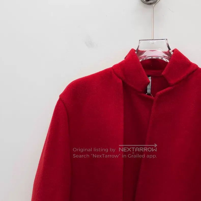 Dior Dior Red cashmere stand-up collar belt coat Size US S / EU 44-46 / 1 - 3 Thumbnail