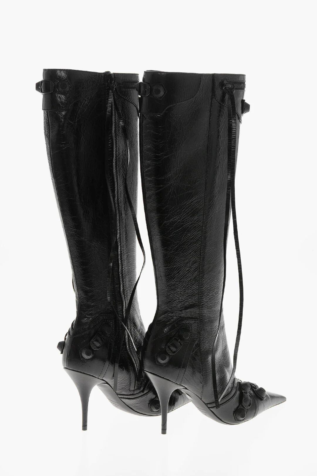 Balenciaga og1mm0326 Hammered Patent Leather Boots in Black Size US 8 / IT 38 - 3 Thumbnail