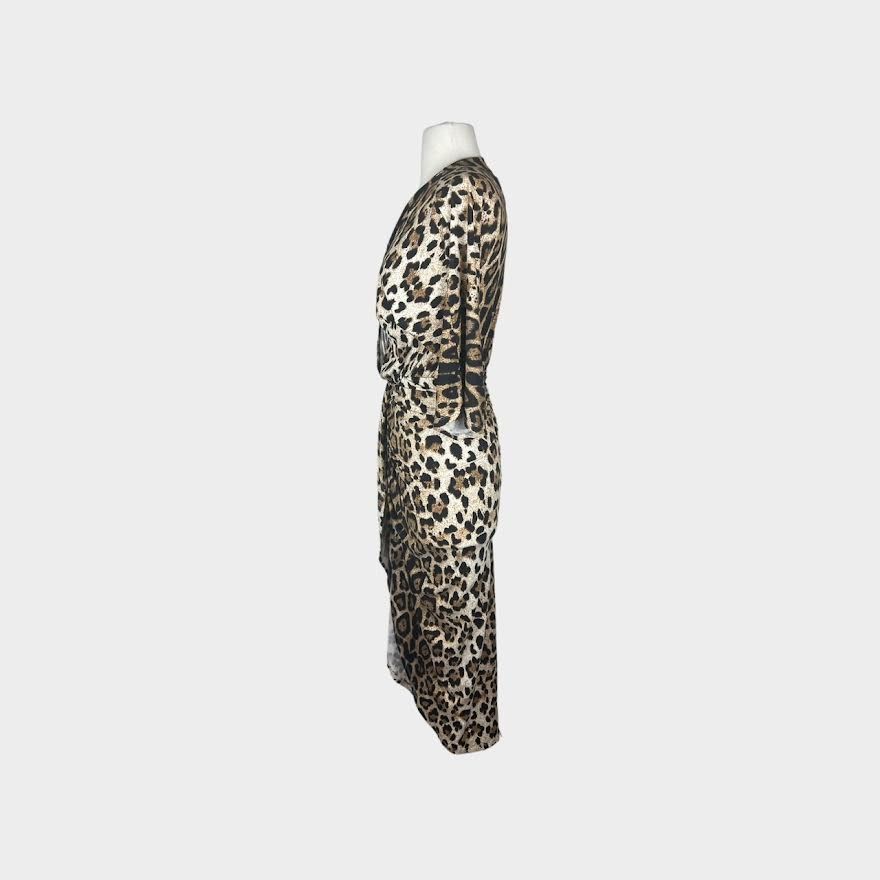 Nordstrom Dress Day | Leopard high Low Gathered Dress | Small NWT Size S / US 4 / IT 40 - 6 Thumbnail