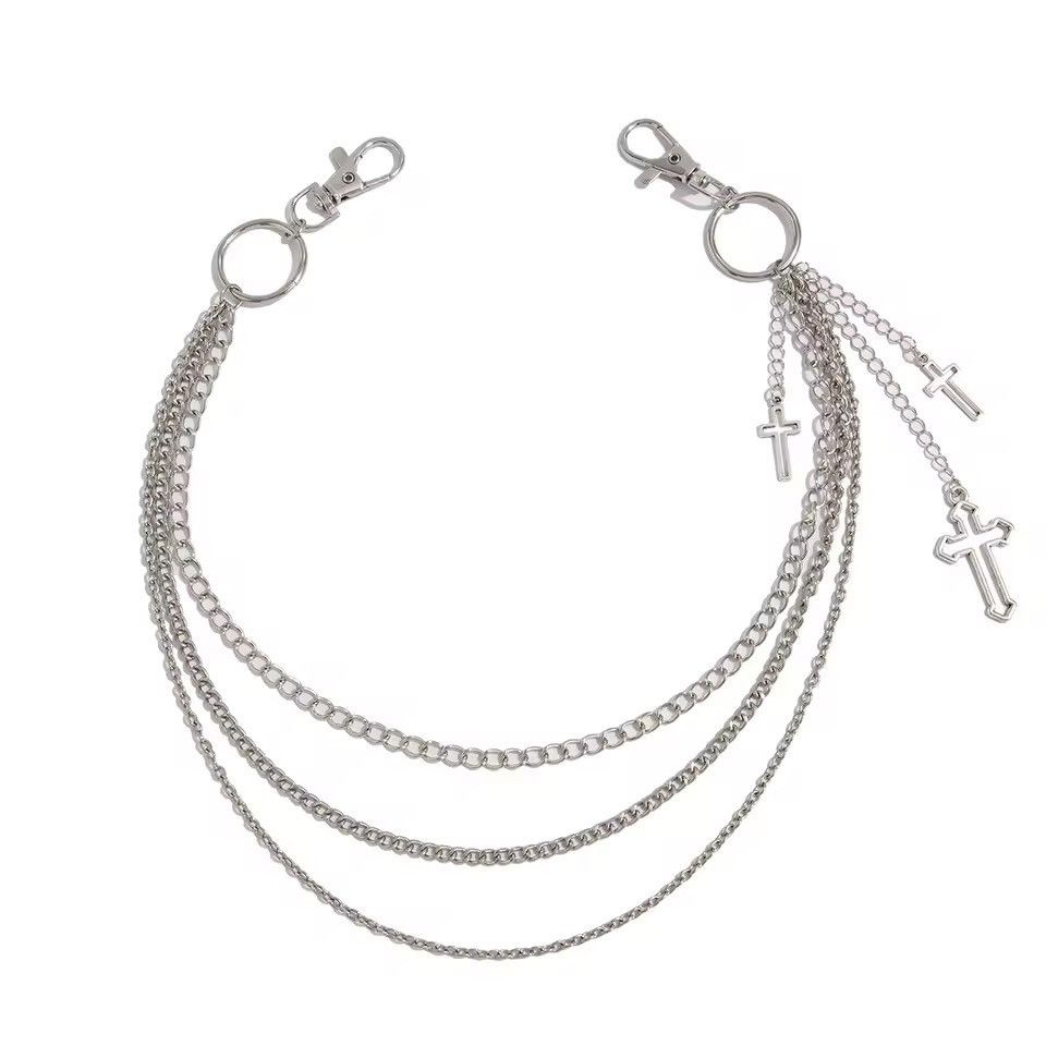 Jewelry Punk Multilayer Metal Cross Pendant Pant Chain Size ONE SIZE - 5 Thumbnail