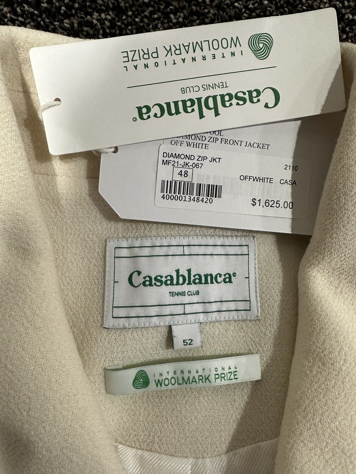 Casablanca Casablanca Diamond-Applique Off White Zip-Up Jacket Size US L / EU 52-54 / 3 - 10 Thumbnail