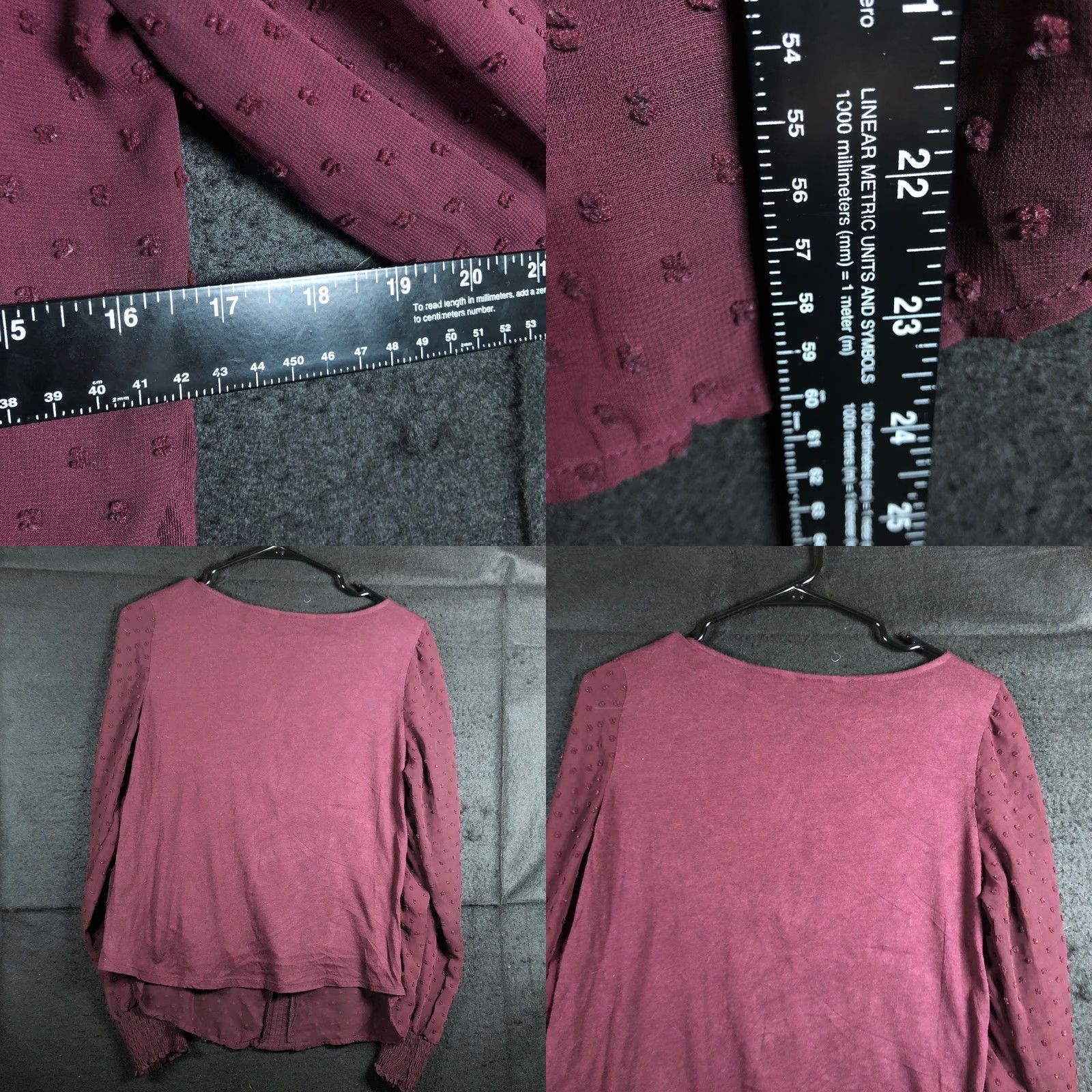 Lauren Conrad Lauren Conrad Blouse Womens Maroon Scoop Neck Lined Long Sleeve Modal Blend S Size S / US 4 / IT 40 - 8 Thumbnail