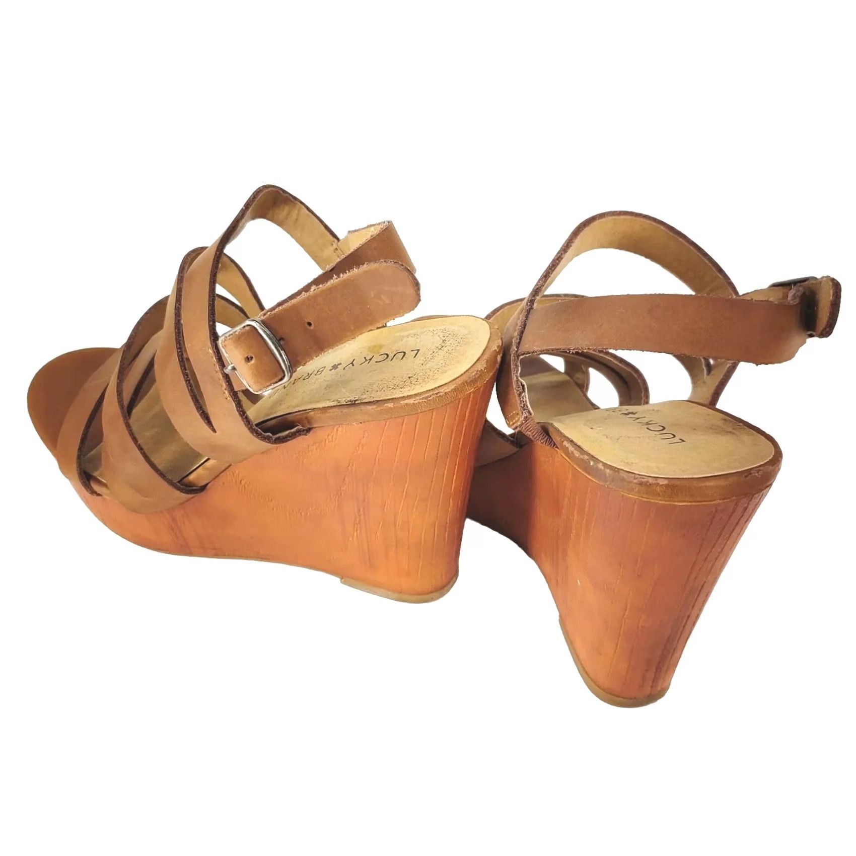 Lucky Brand Lucky Brand Larinaa Platform Wedge Sandals Leather Brown Size 6.5M/36.5 Shoes Womens Size US 7 / IT 37 - 5 Thumbnail