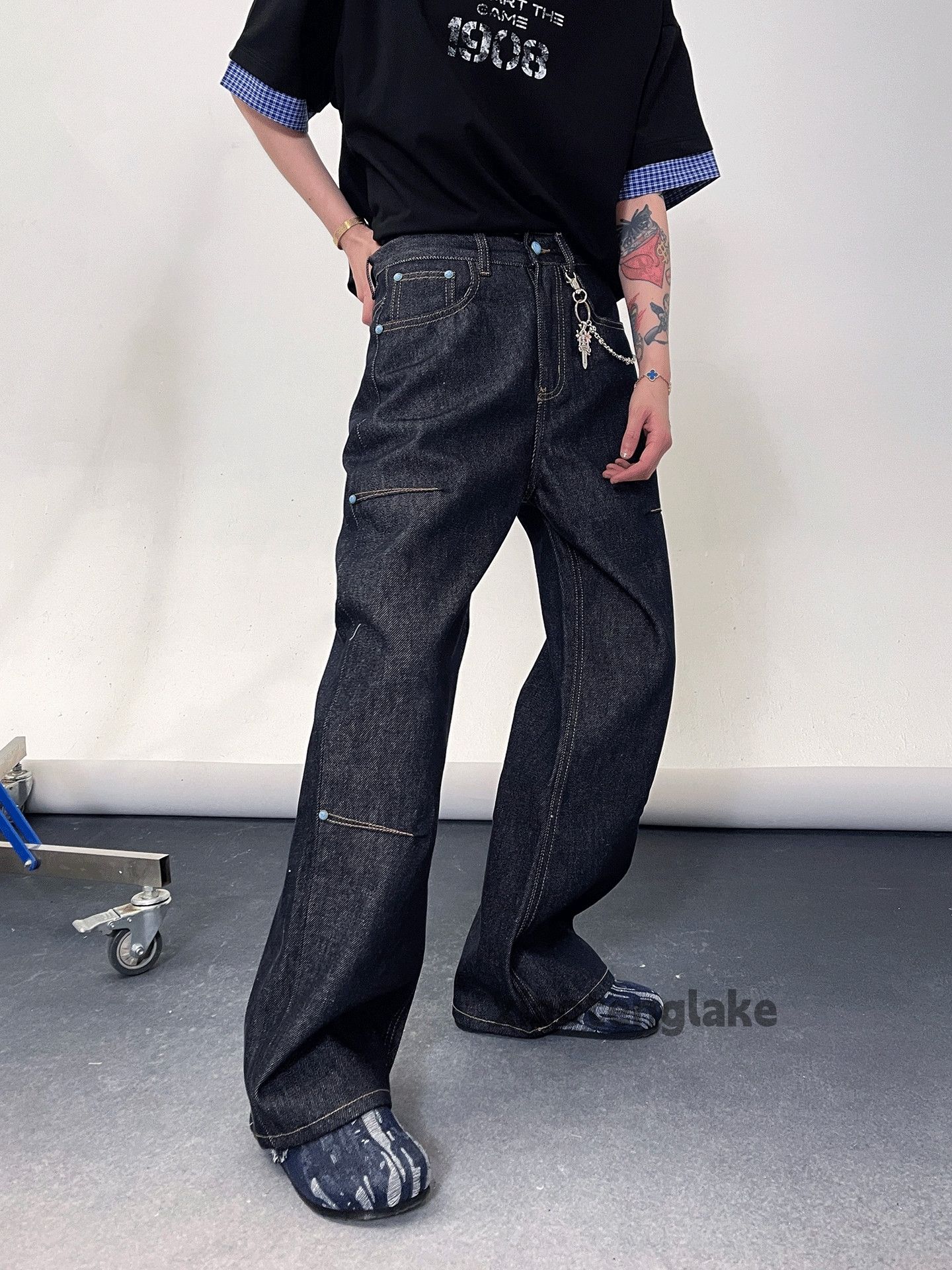 Jean Unisex utility punk yuppie loose baggy cargo jeans Size US 32 / EU 48 - 1 Thumbnail