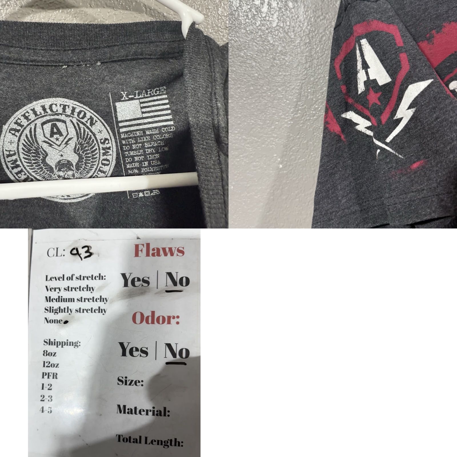 Affliction Affliction T Shirt XL Dark Gray USA Graphic Print Crew Neck Men Size US XL / EU 56 / 4 - 8 Thumbnail