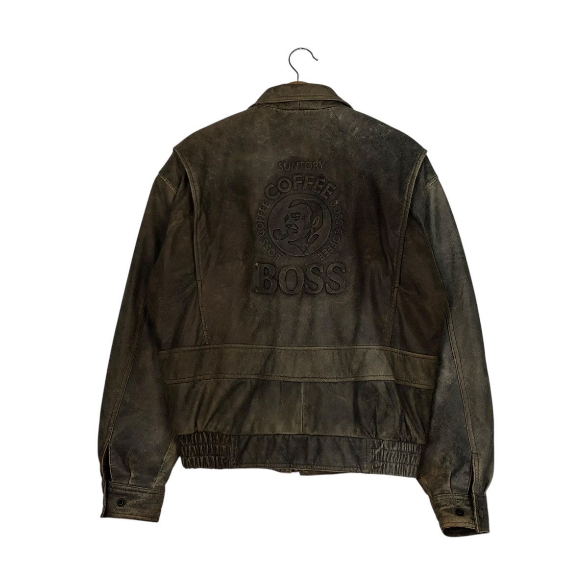 Japanese Brand 🔥VINTAGE GENUINE LEATHER JACKET SUNTORY COFFEE BOSS BIG LOGO Size US L / EU 52-54 / 3 - 10 Thumbnail
