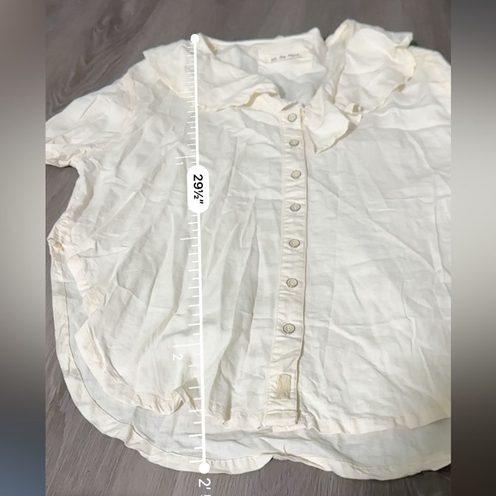 Free People We The Free People Ivory Ruffle Neck Button Down Top Sz M Size M / US 6-8 / IT 42-44 - 8 Thumbnail