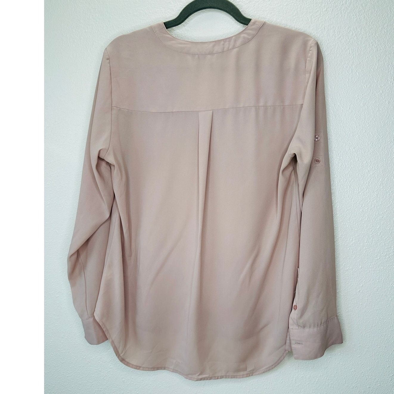 Express Express Pale Peach Two Pocket Zip Front Roll Tab Sleeve Top Size M / US 6-8 / IT 42-44 - 10 Thumbnail