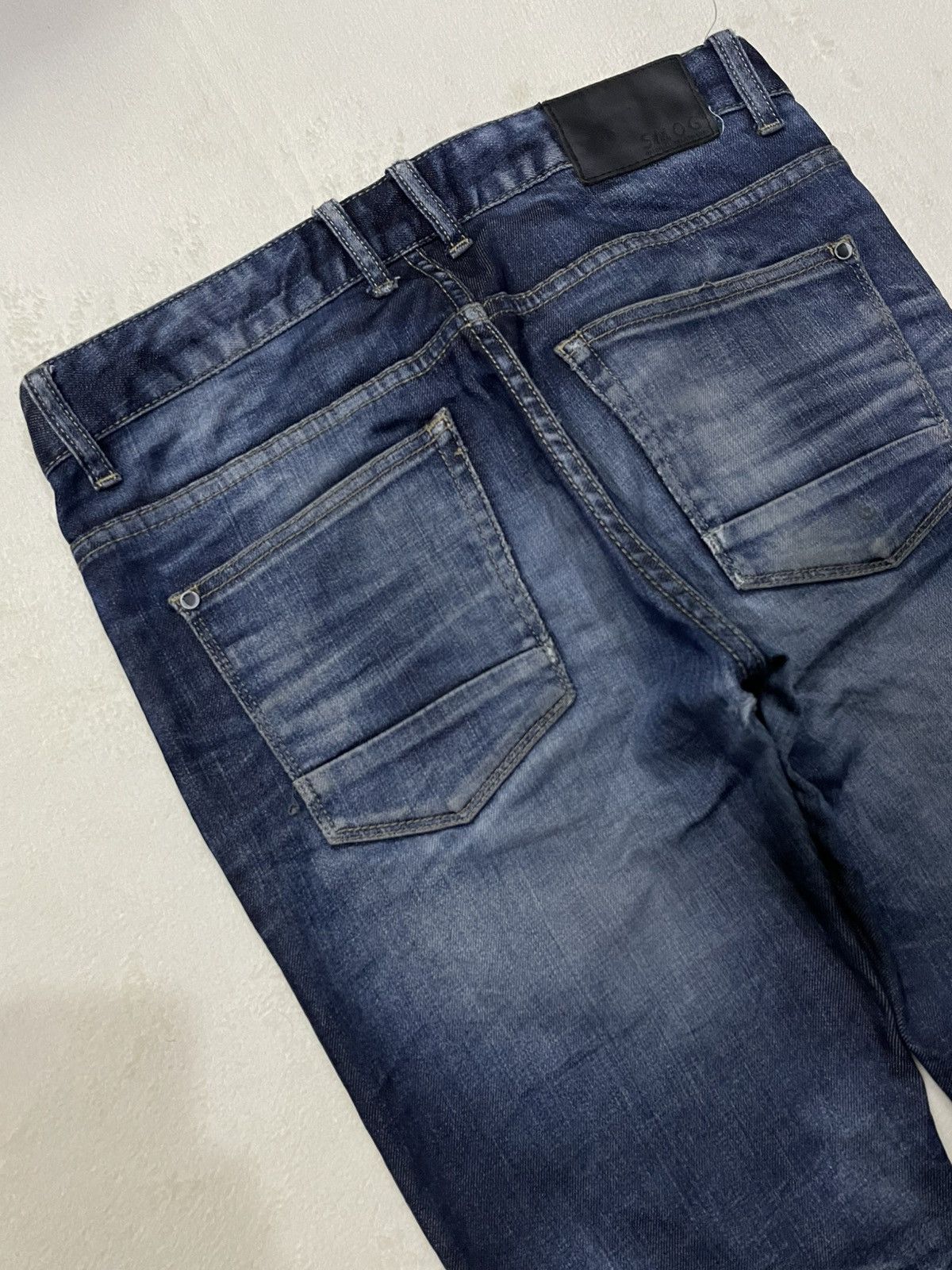 Japanese Brand Vintage SMOG Straight Cut Faded Dark Blue Jeans Size US 34 / EU 50 - 15 Thumbnail