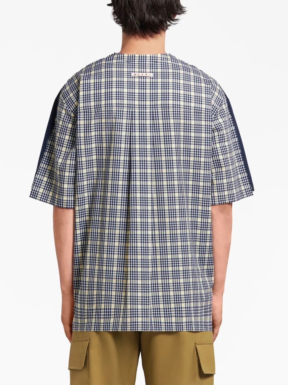 Marni o1w1db10125 Plaid-Check Panel Cotton T-Shirt in Multicolor Size US L / EU 52-54 / 3 - 2 Thumbnail
