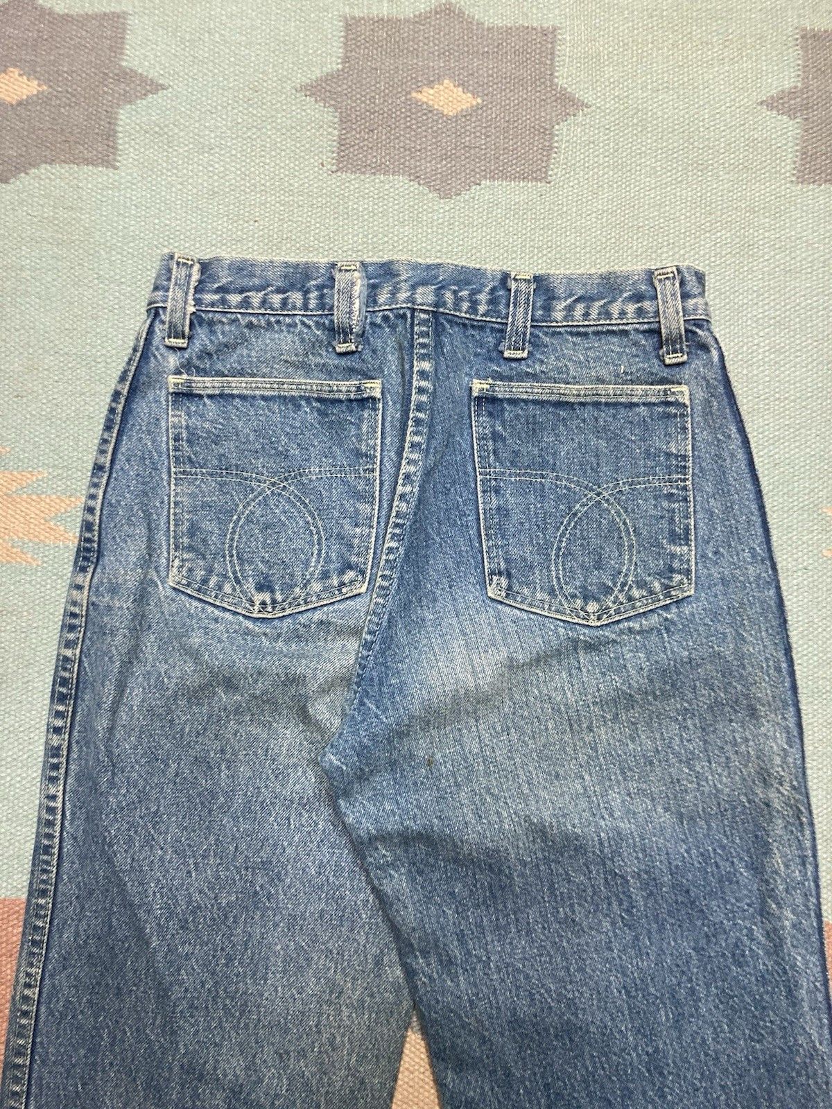 Vintage 70s bell bottom jeans flare dark denim faded womens 28x36 Size 28" / US 6 / IT 42 - 10 Thumbnail