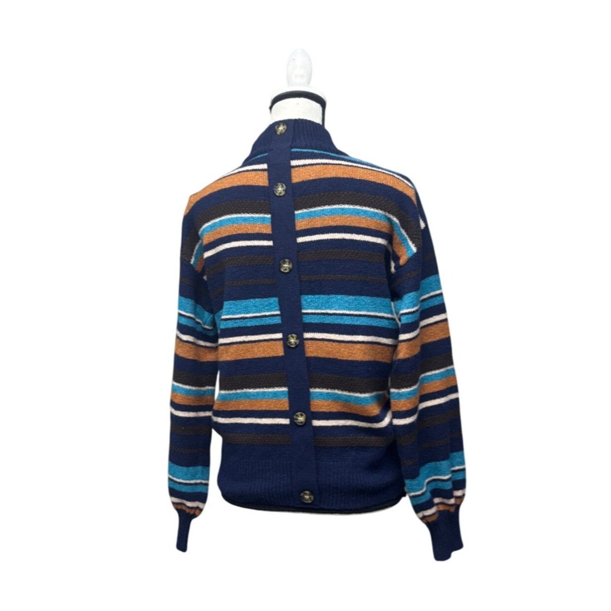 Other St. John’s Bay women’s Mock Neck, Button Back Striped Sweate Size M / US 6-8 / IT 42-44 - 4 Thumbnail