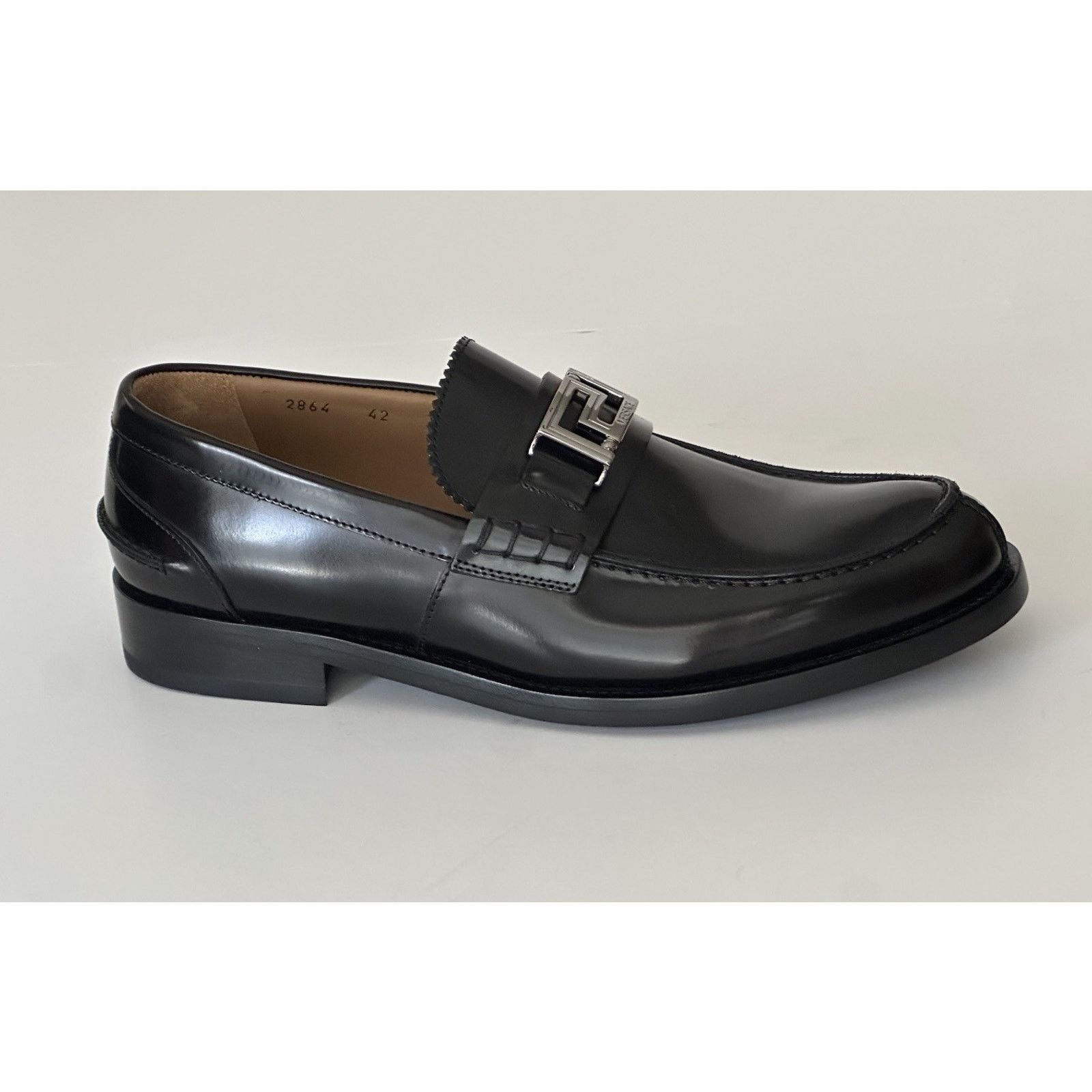 Versace VERSACE Greca Men's Black Leather Loafer Shoes 8 US 1012864 Size US 8 / EU 41 - 5 Thumbnail
