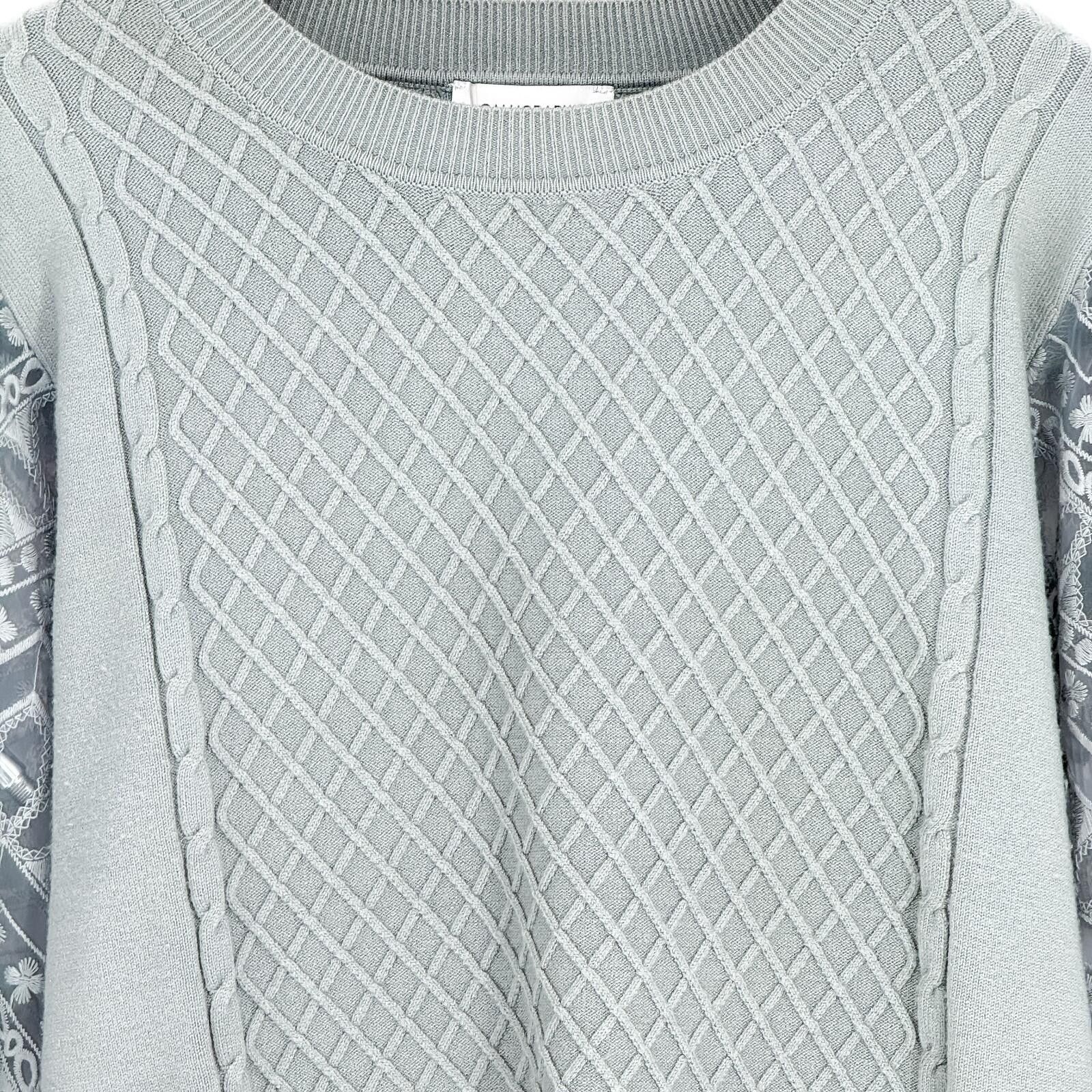 Other CALLIGRAPHIE Green Cable Knit Sheer Lace Sweater Womens M Size M / US 6-8 / IT 42-44 - 3 Thumbnail