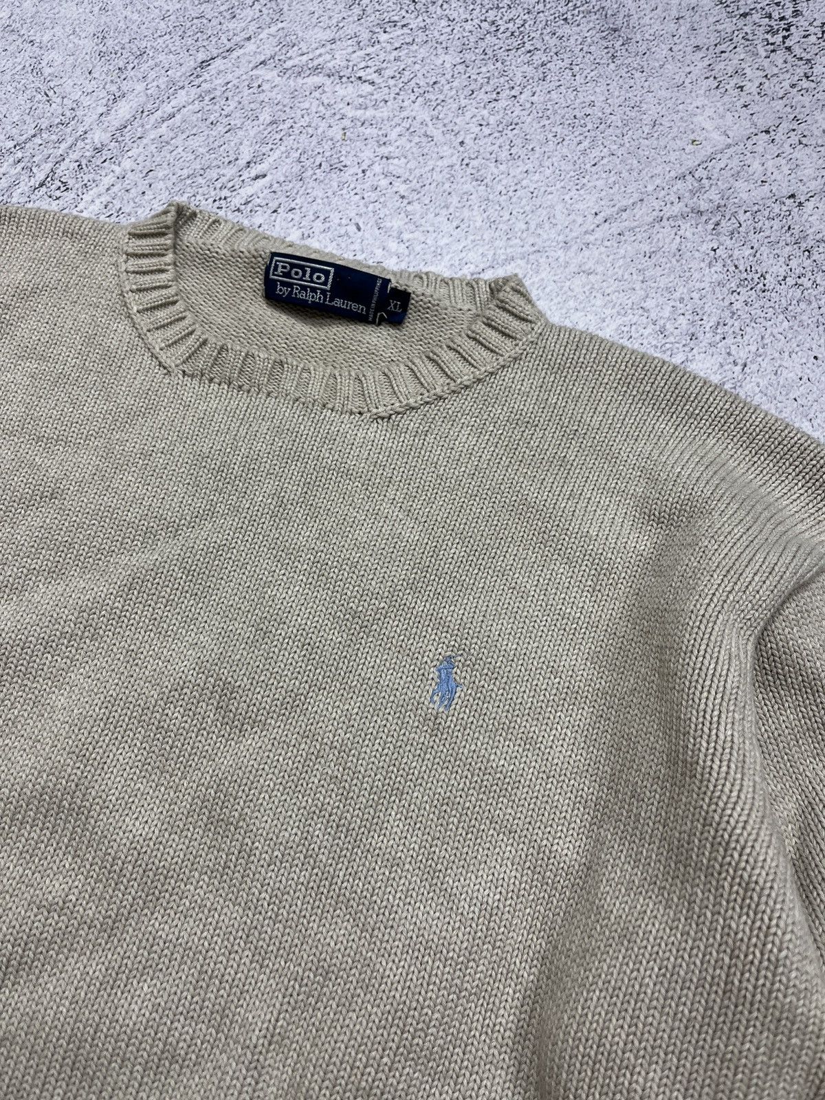 Polo Ralph Lauren × Ralph Lauren × Vintage Vintage 90’s Polo Ralph Lauren Beige Heavy Knit Sweater Hype Size US XL / EU 56 / 4 - 5 Thumbnail