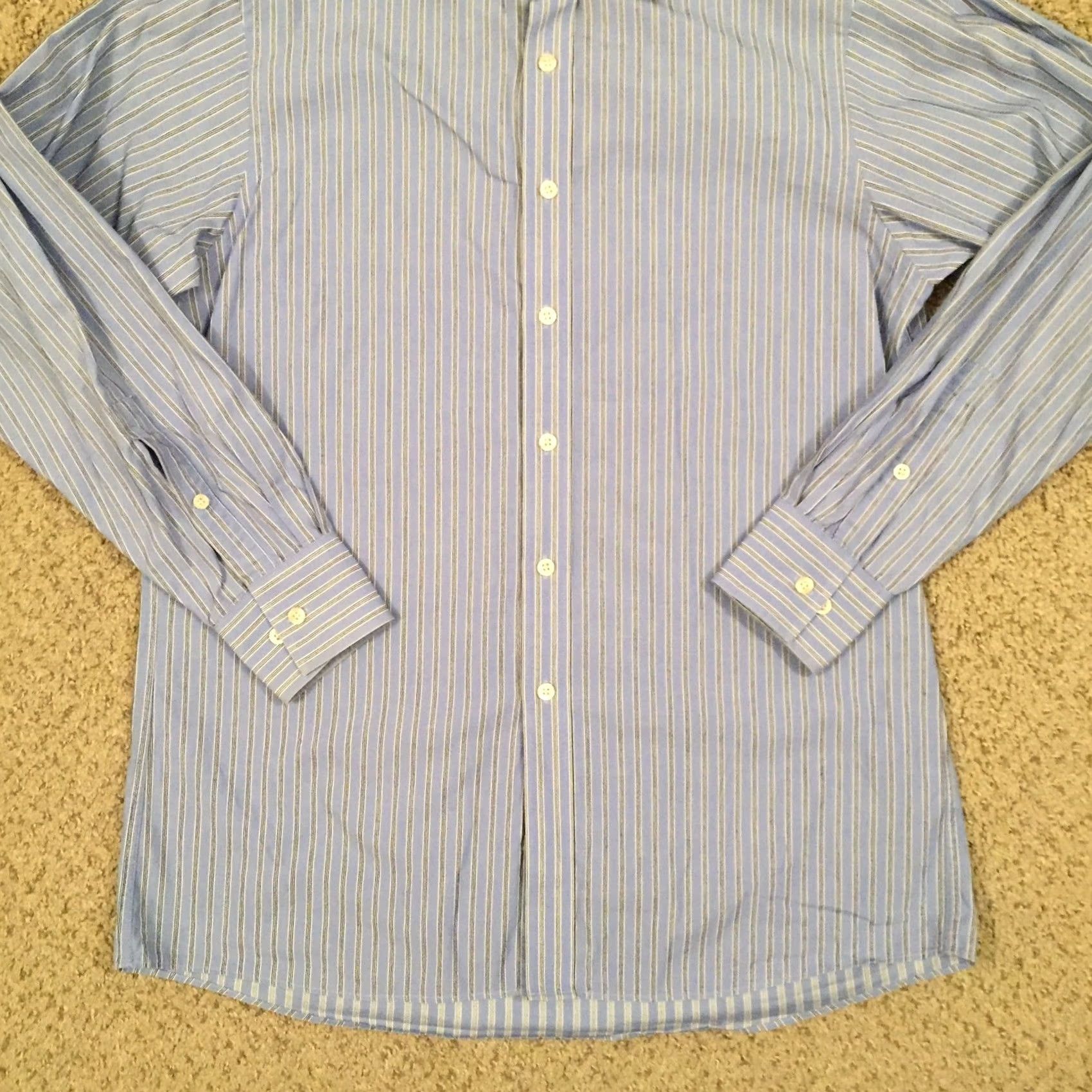 Michael Kors Michael Kors Shirt Mens Medium Blue Striped Long Sleeve Button Up Size US M / EU 48-50 / 2 - 4 Thumbnail