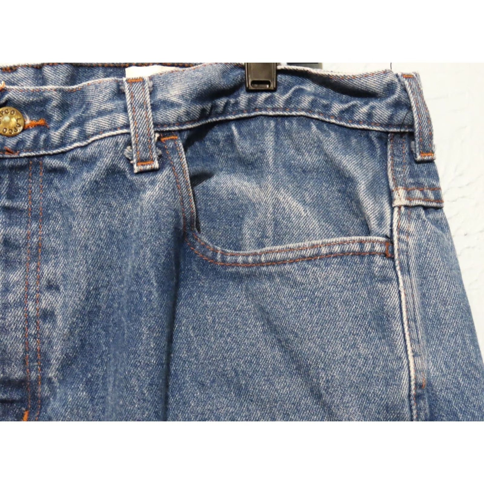Vintage VINTAGE LAPCO Jeans FR Work Jeans 38x32 Blue Flame-Resistant Regular Mens 5-Pocket Straight Cotton Denim Zip Belt Loops Medium Wash 2112 Cat 2 Worn Size US 38 / EU 54 - 6 Thumbnail