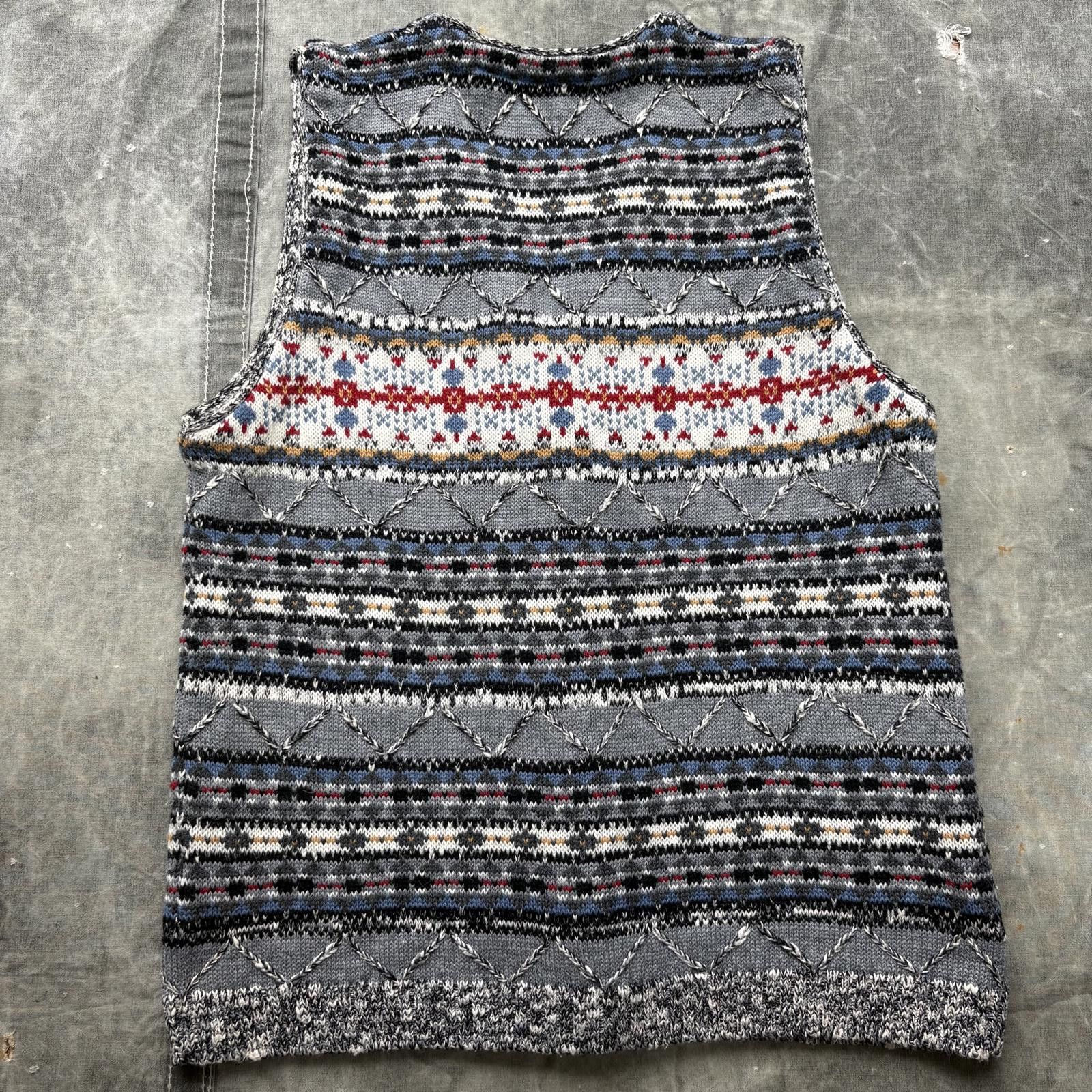 Vintage Vintage 90s Y2K Fair Isle Cottage Knit Sweater Vest Cardigan Size M / US 6-8 / IT 42-44 - 5 Thumbnail