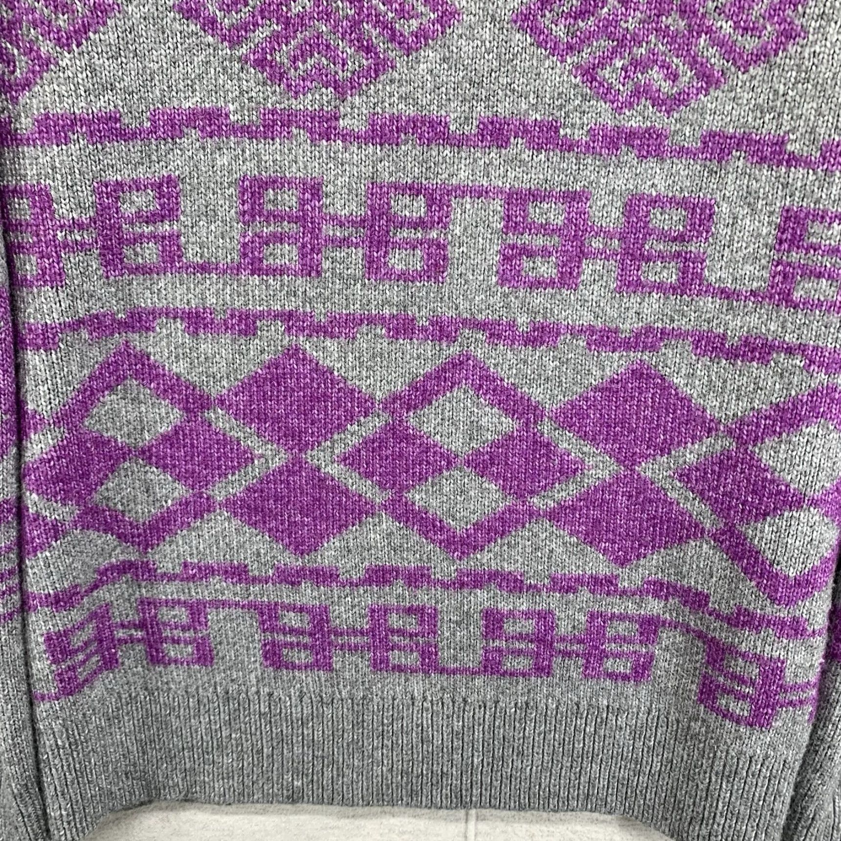 Vintage Lane Bryant Women's Sweater Pullover 18 Plus Size Round Neck Big Fair Isle Purple Gray Knit Stretch- Breathable Winter Casual Size XXL / US 16-18 / IT 52-54 - 6 Thumbnail