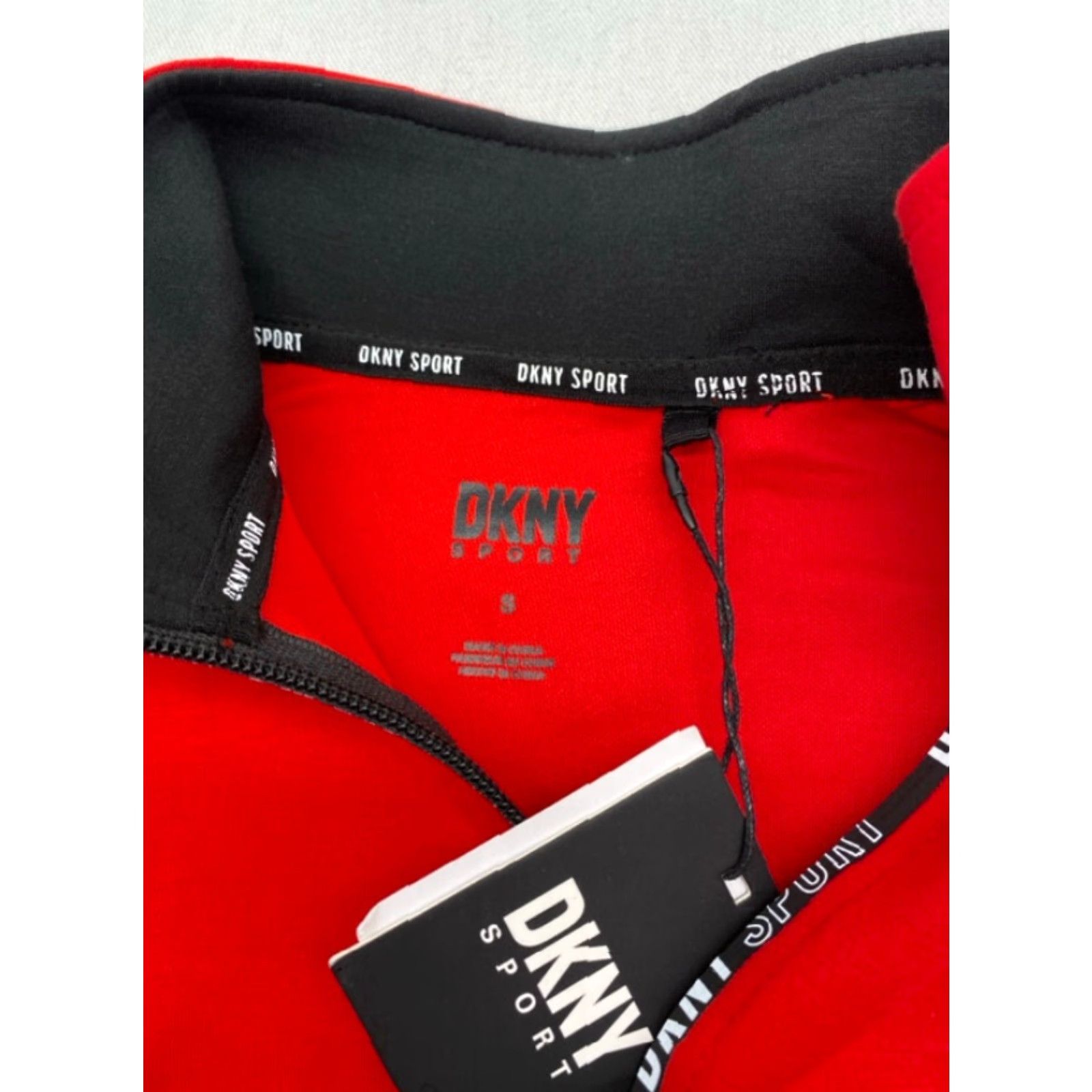 DKNY DKNY Pullover 1/4 Zip Sport Sweater Womens S Red Black Grey NWT 3247 Size S / US 4 / IT 40 - 4 Thumbnail