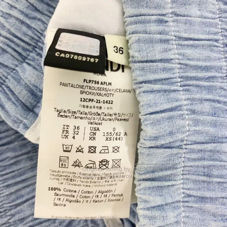 Fendi Fendi Light Blue Logo Letter Cut-Out Embroidered Cotton Ca Size 42" / US 20 - 7 Thumbnail